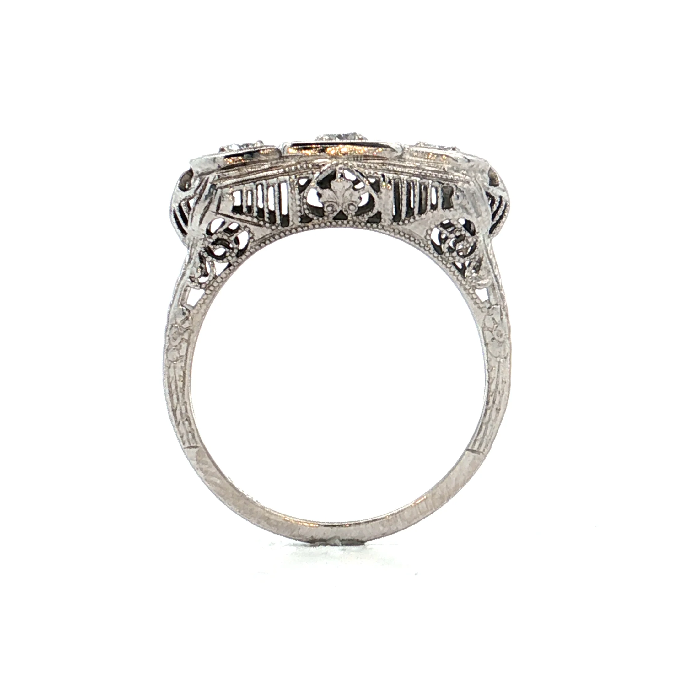 .14 Antique Deco Diamond Filigree Engagement Ring 18k - Image 4