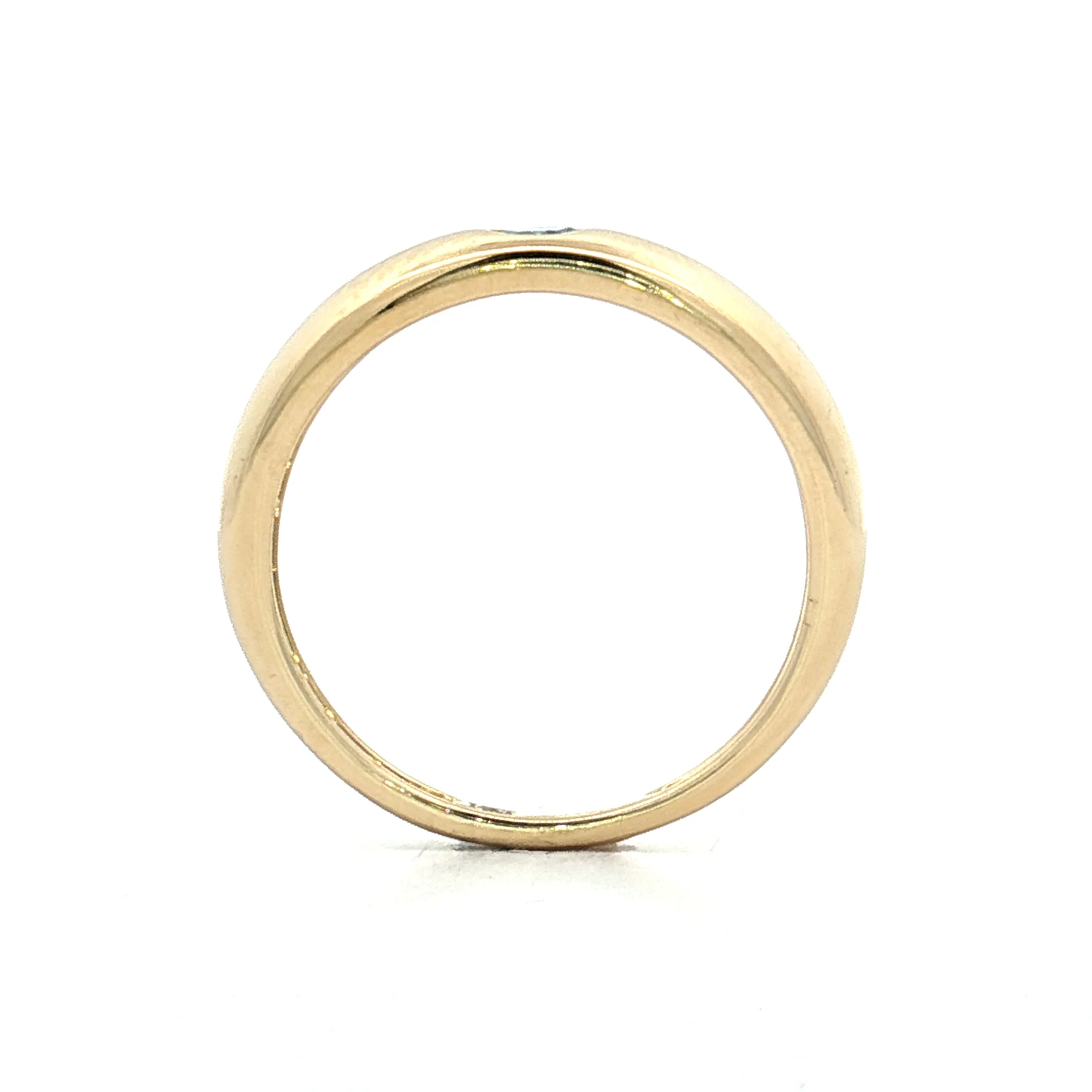 .14 Flush Set Blue Topaz Stacking Ring 14k Yellow Gold - Image 4