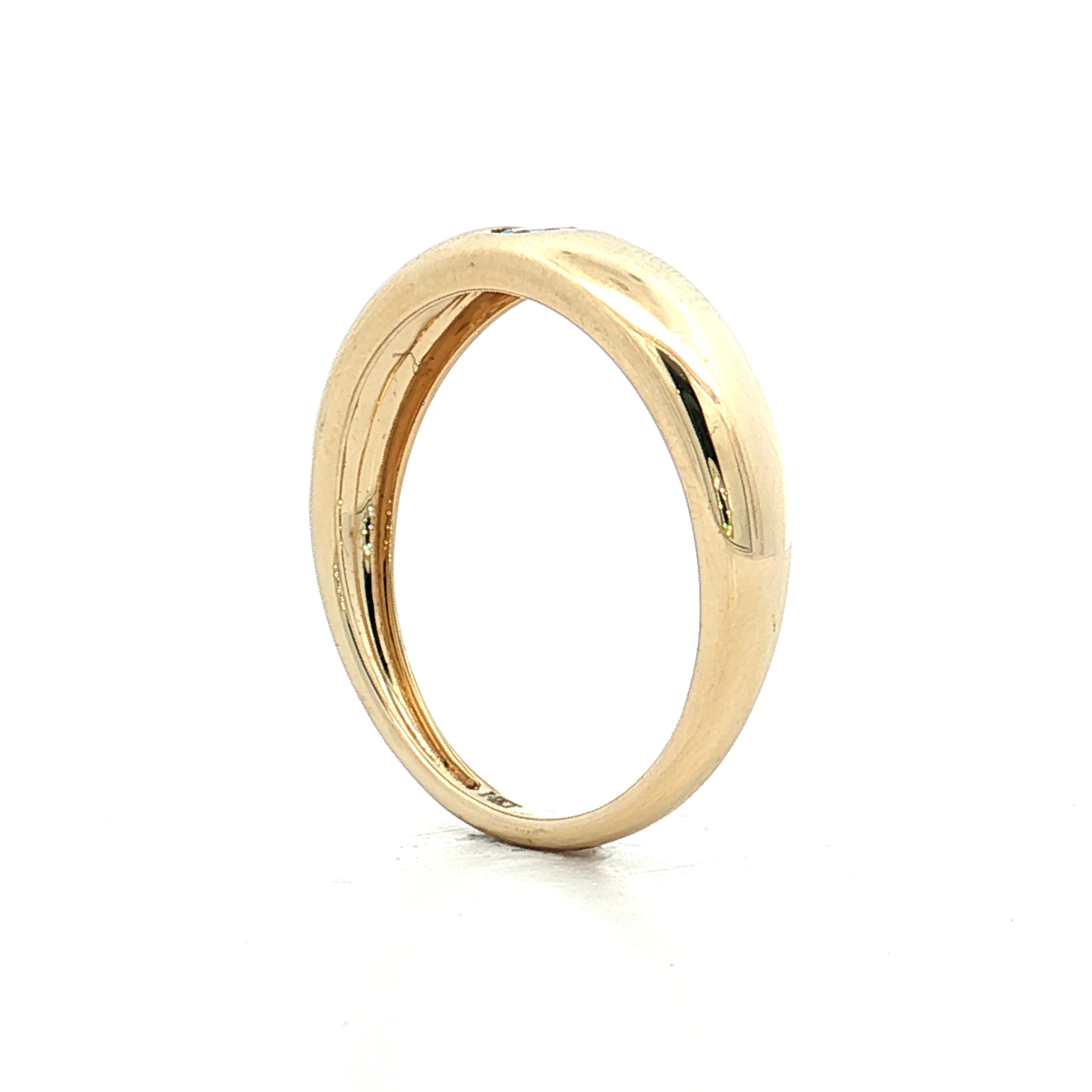 .14 Flush Set Blue Topaz Stacking Ring 14k Yellow Gold - Image 5