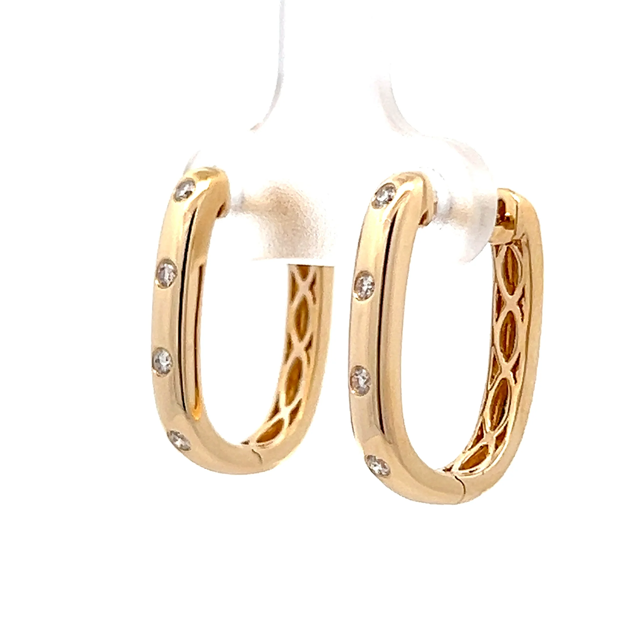 .14 Flush Set Diamond Hoop Earrings in 14k - Image 2