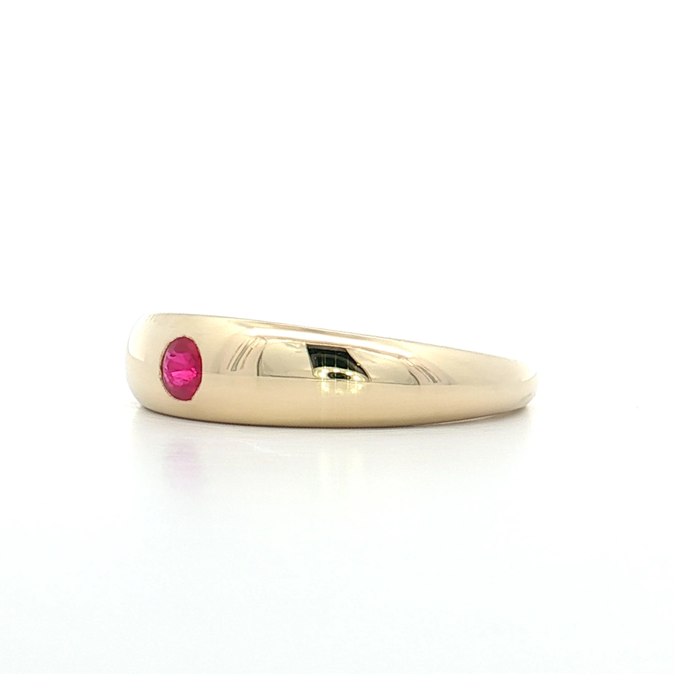 .14 Flush Set Ruby Stacking Ring 14k Yellow Gold - Image 2