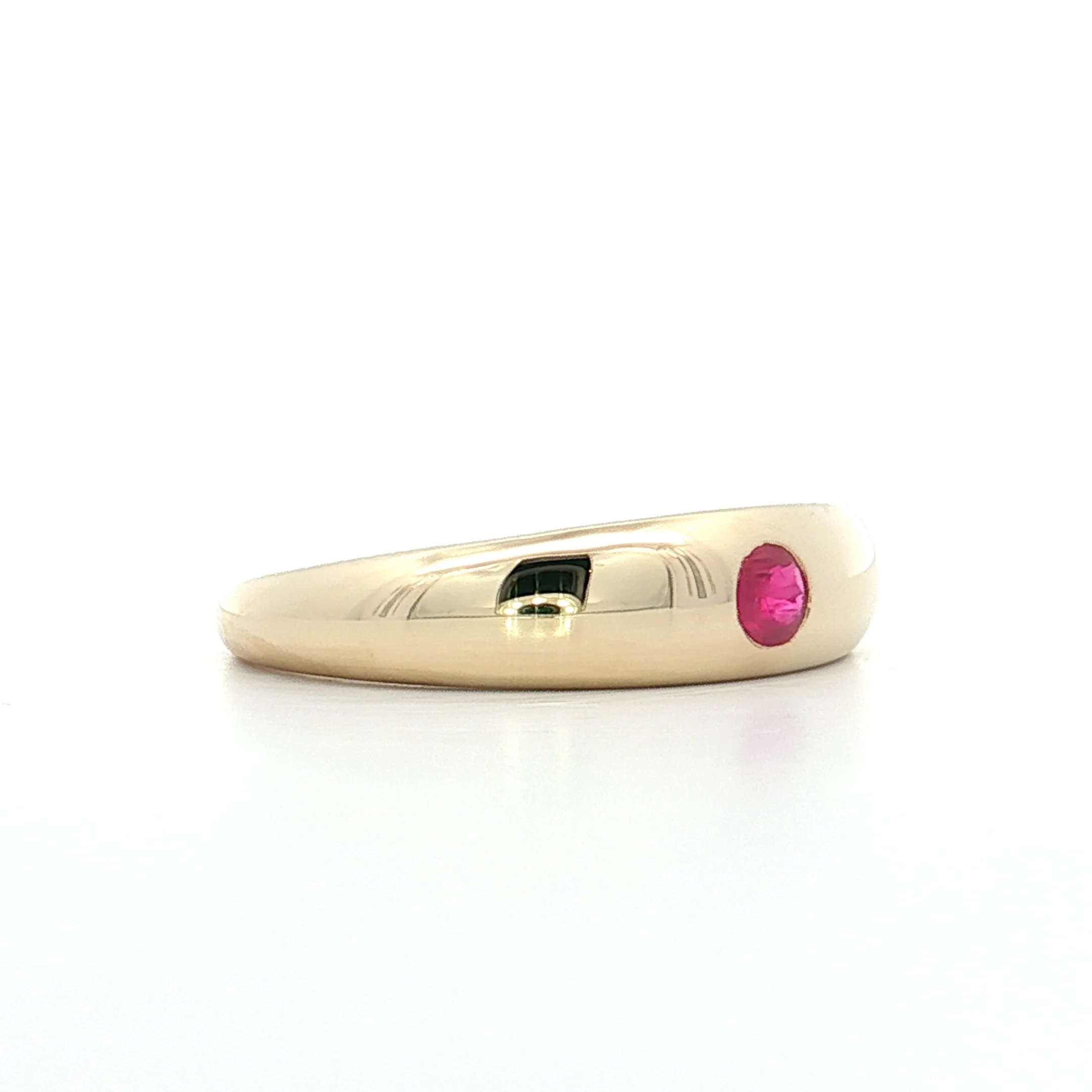 .14 Flush Set Ruby Stacking Ring 14k Yellow Gold - Image 3