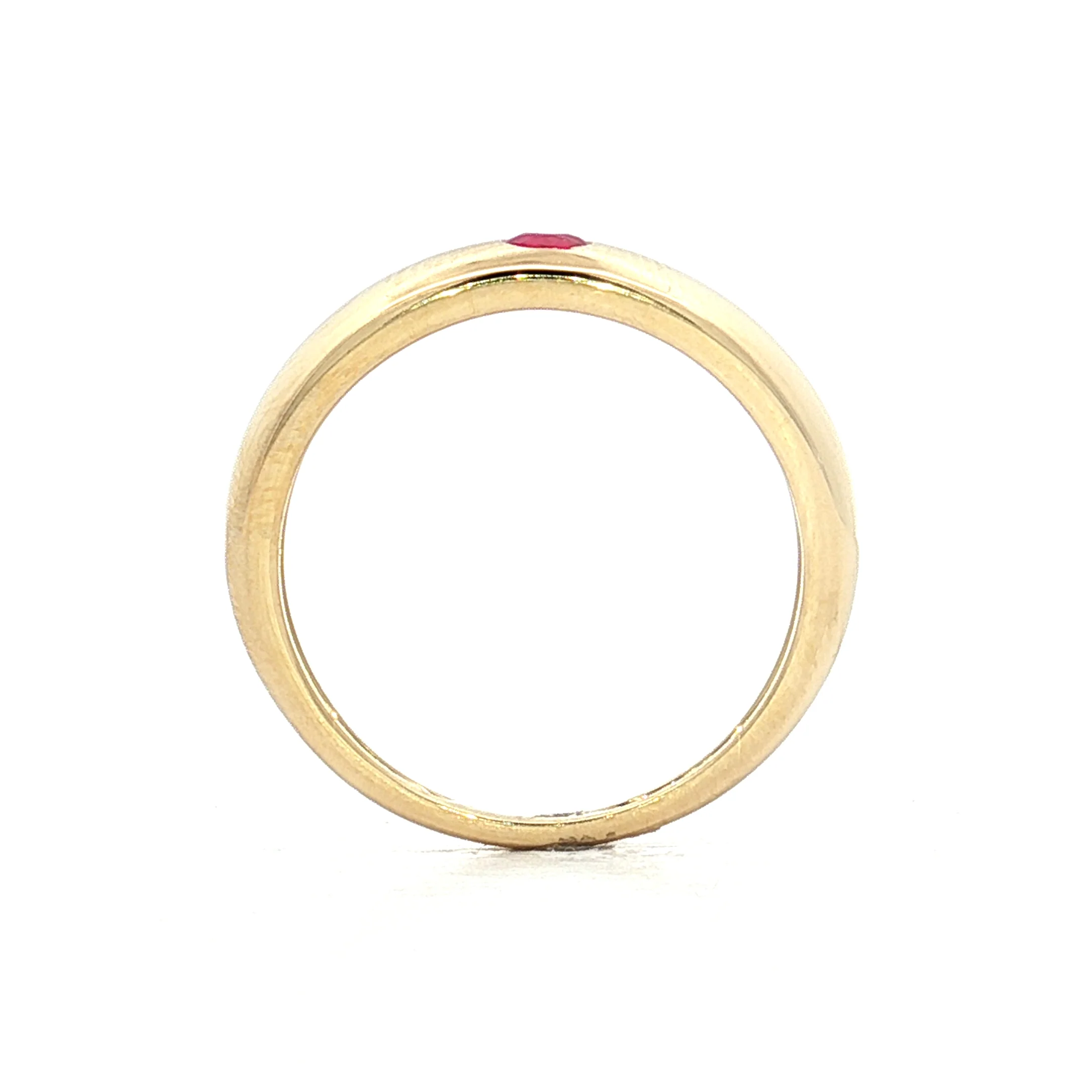 .14 Flush Set Ruby Stacking Ring 14k Yellow Gold - Image 4