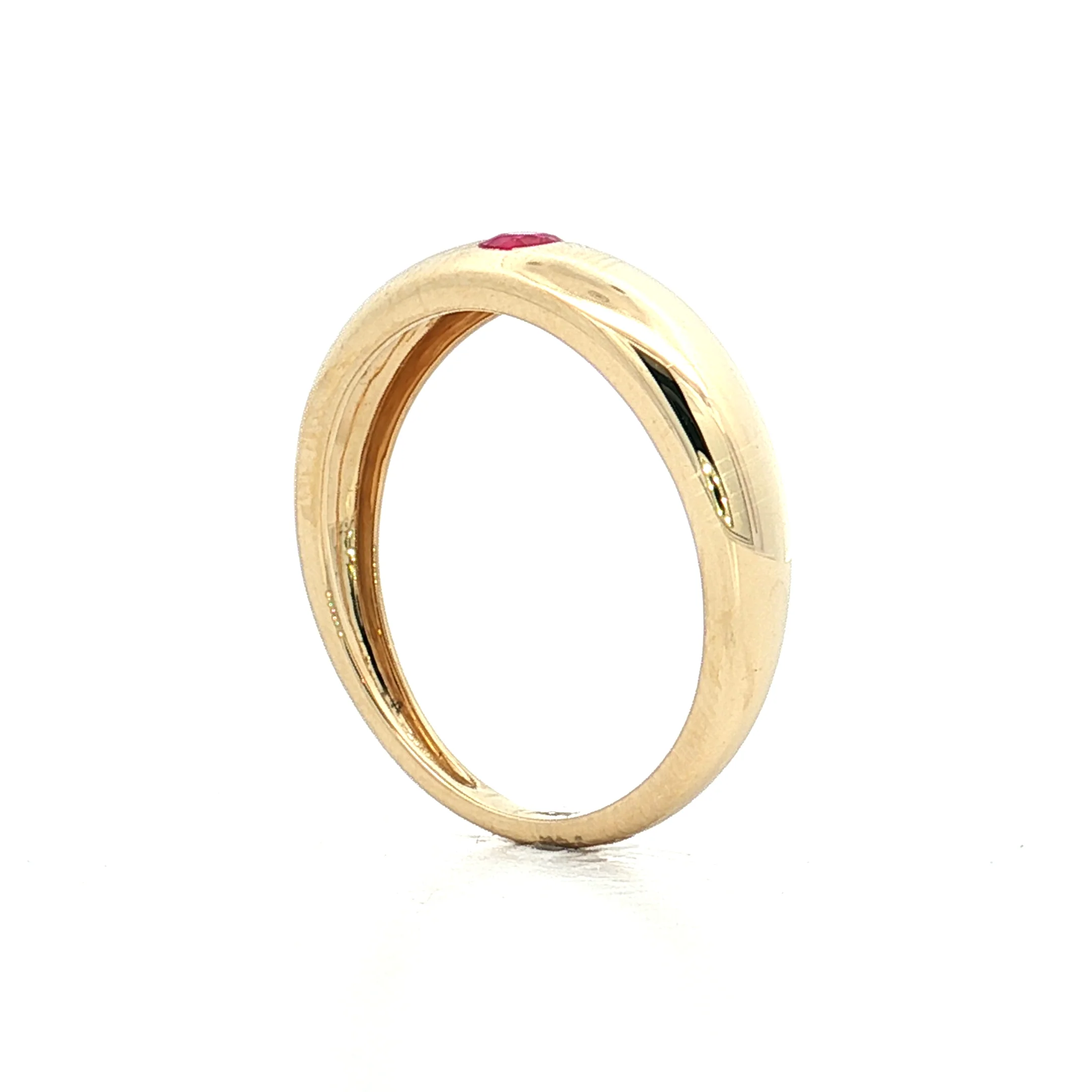 .14 Flush Set Ruby Stacking Ring 14k Yellow Gold - Image 5