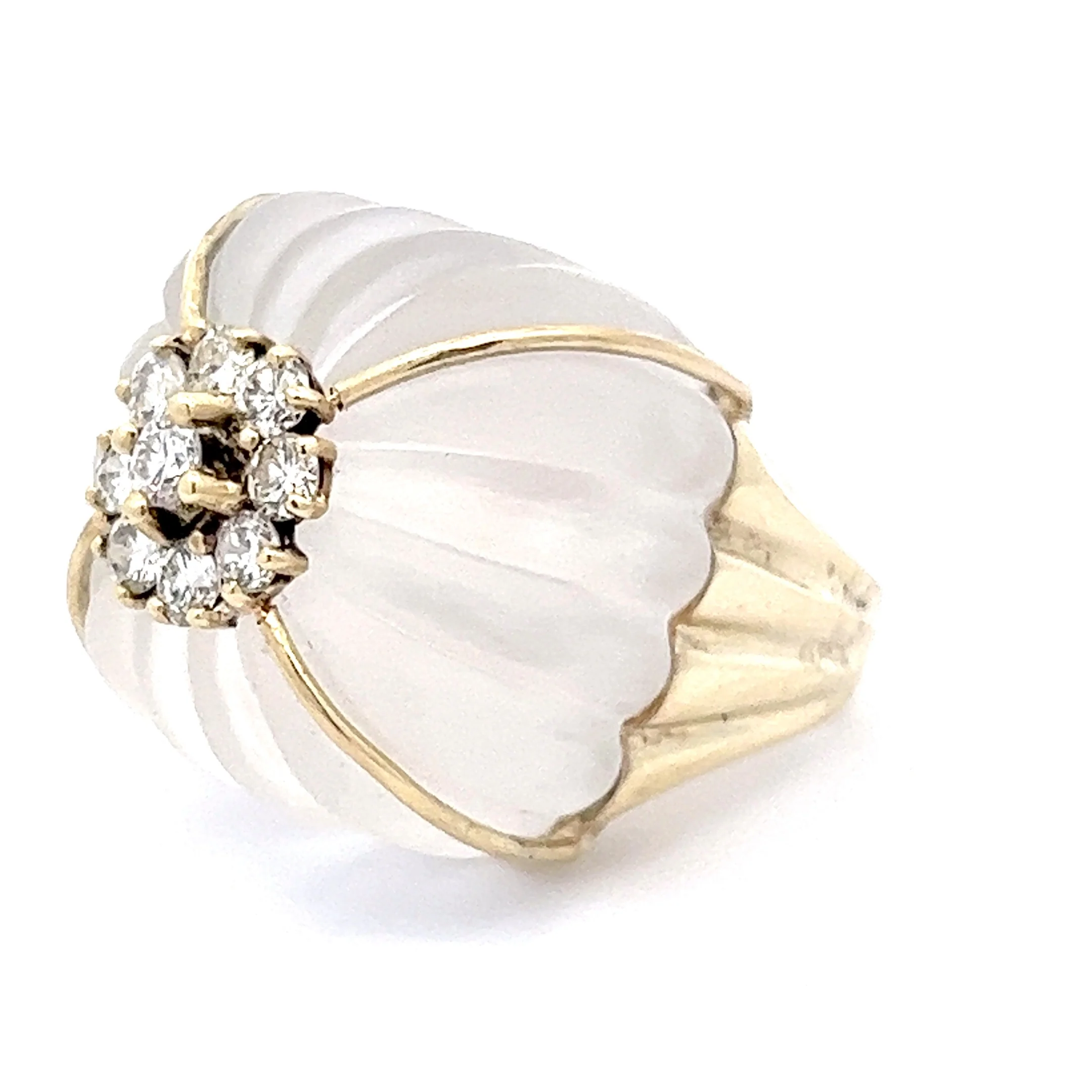 .64 Diamond & Rock Crystal Cocktail Ring in 14k Yellow Gold - Image 2