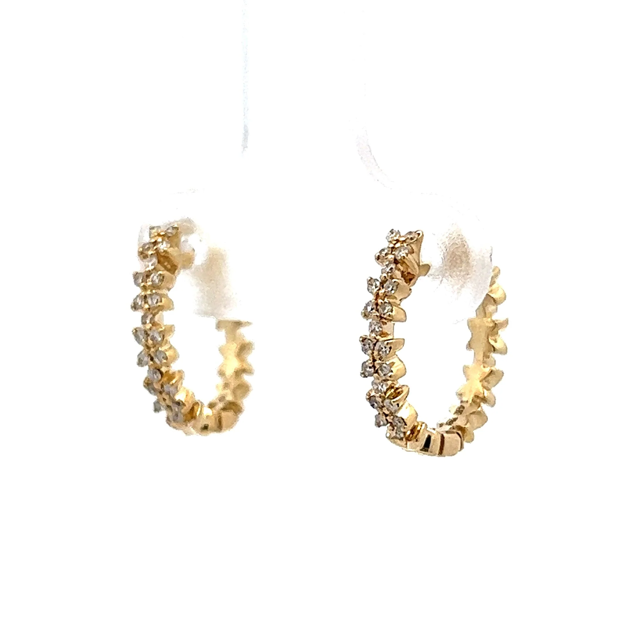 .14 Round Diamond Hoop Earrings in 14k Yellow Gold - Image 2