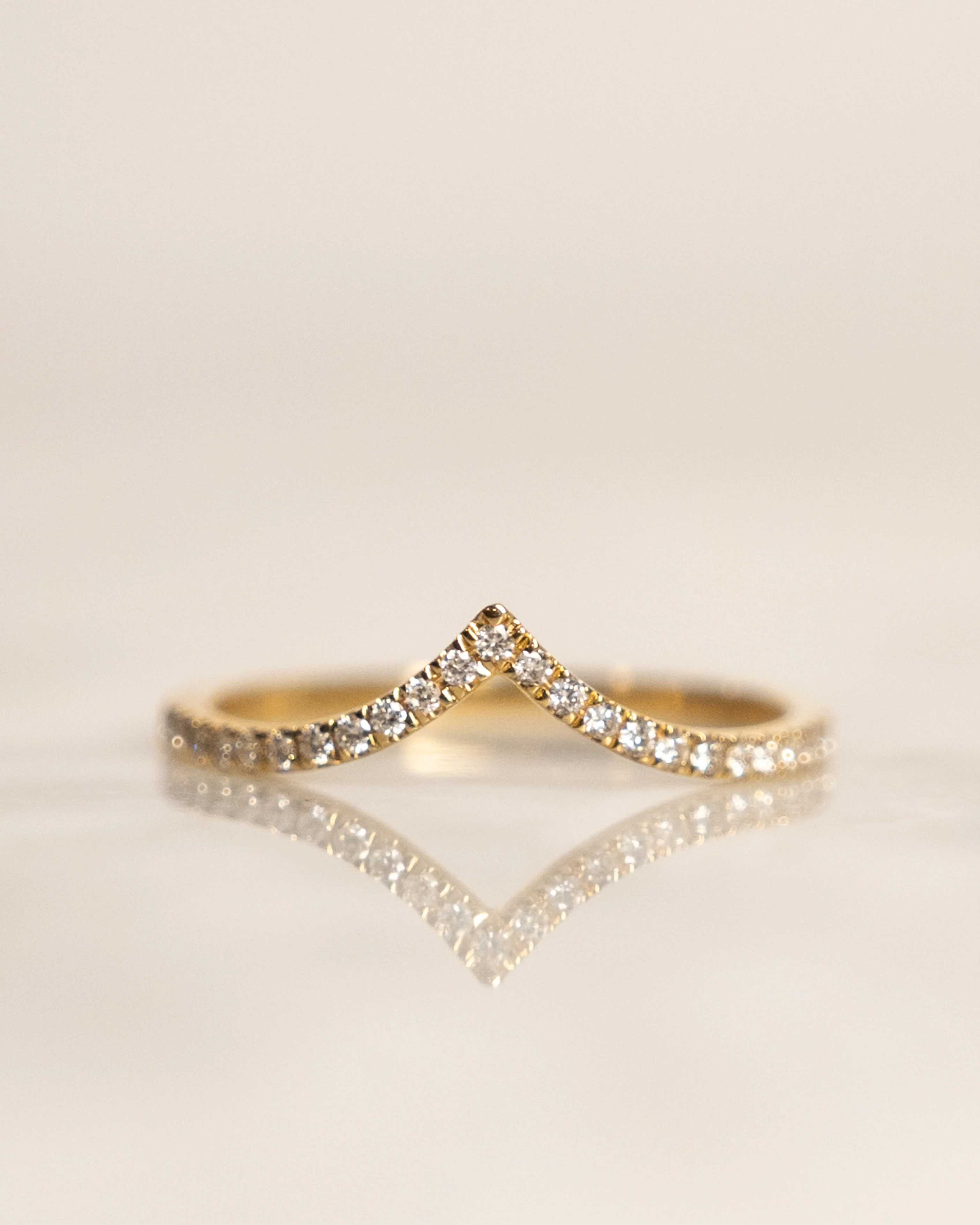 .14 V Shaped Diamond Contour Band in 14k Yellow Gold - Image 6