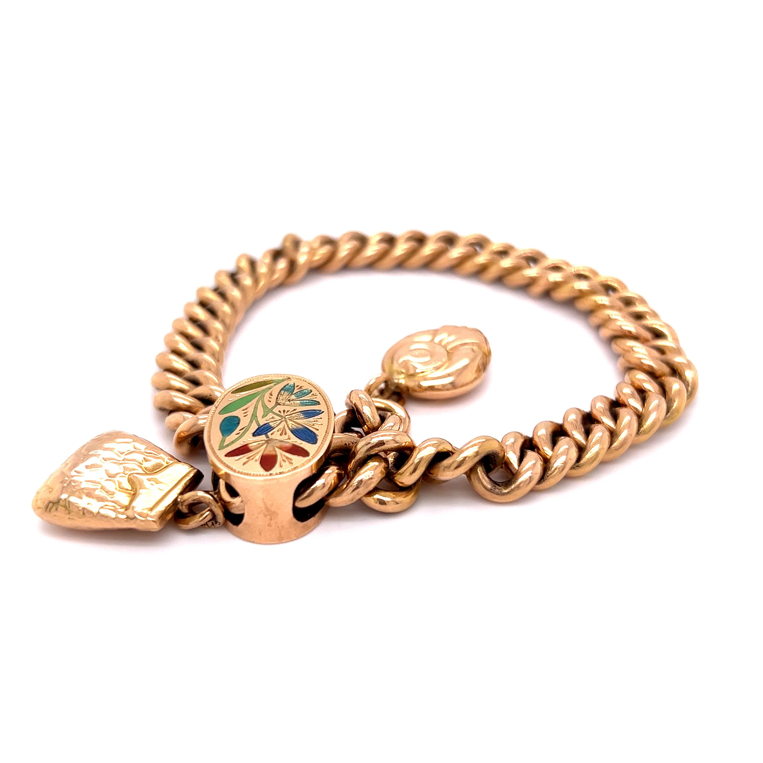 Antique Victorian Enamel Charm Bracelet in 14k Yellow Gold - Image 2