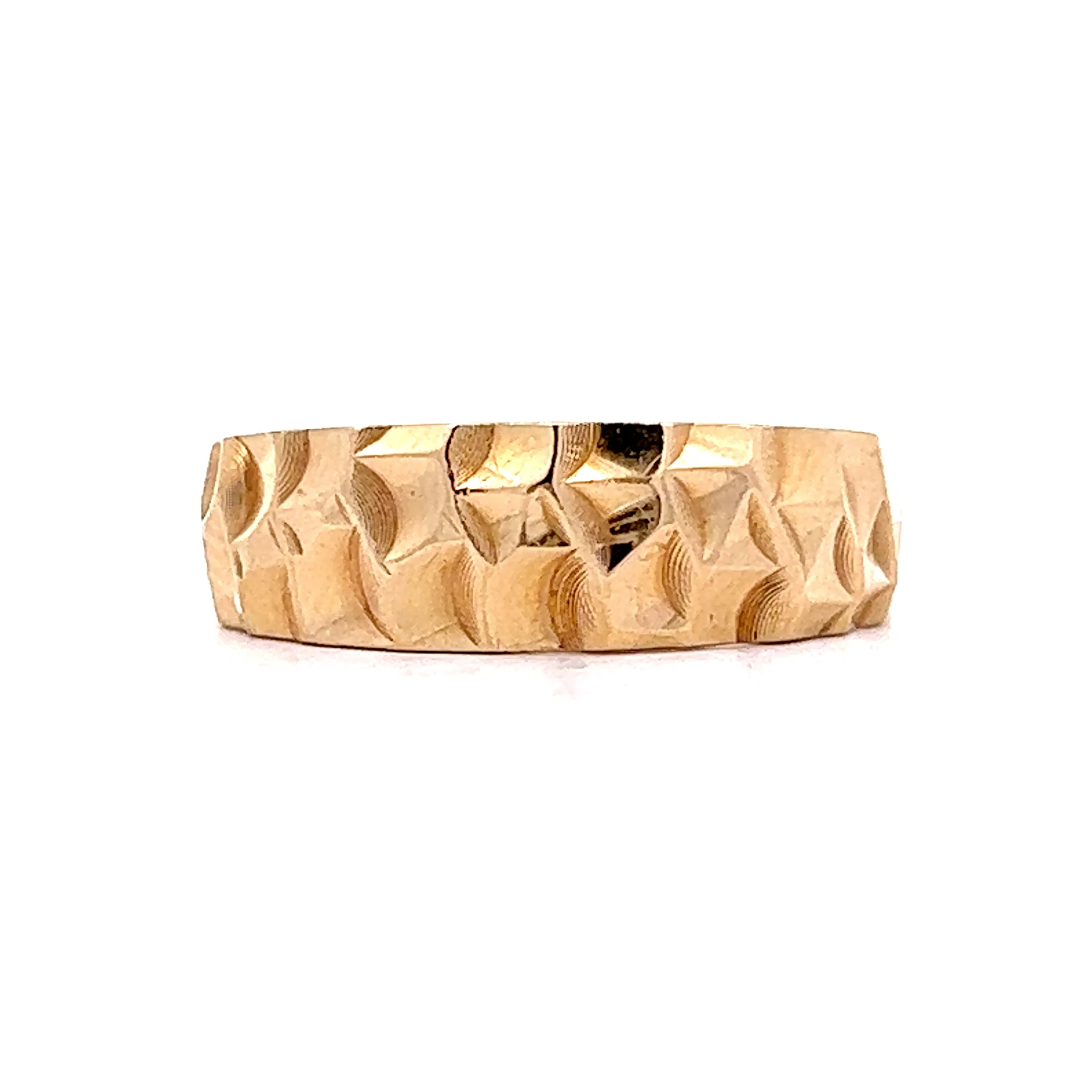 8mm Hammer Textured Band in 14k Yellow Gold