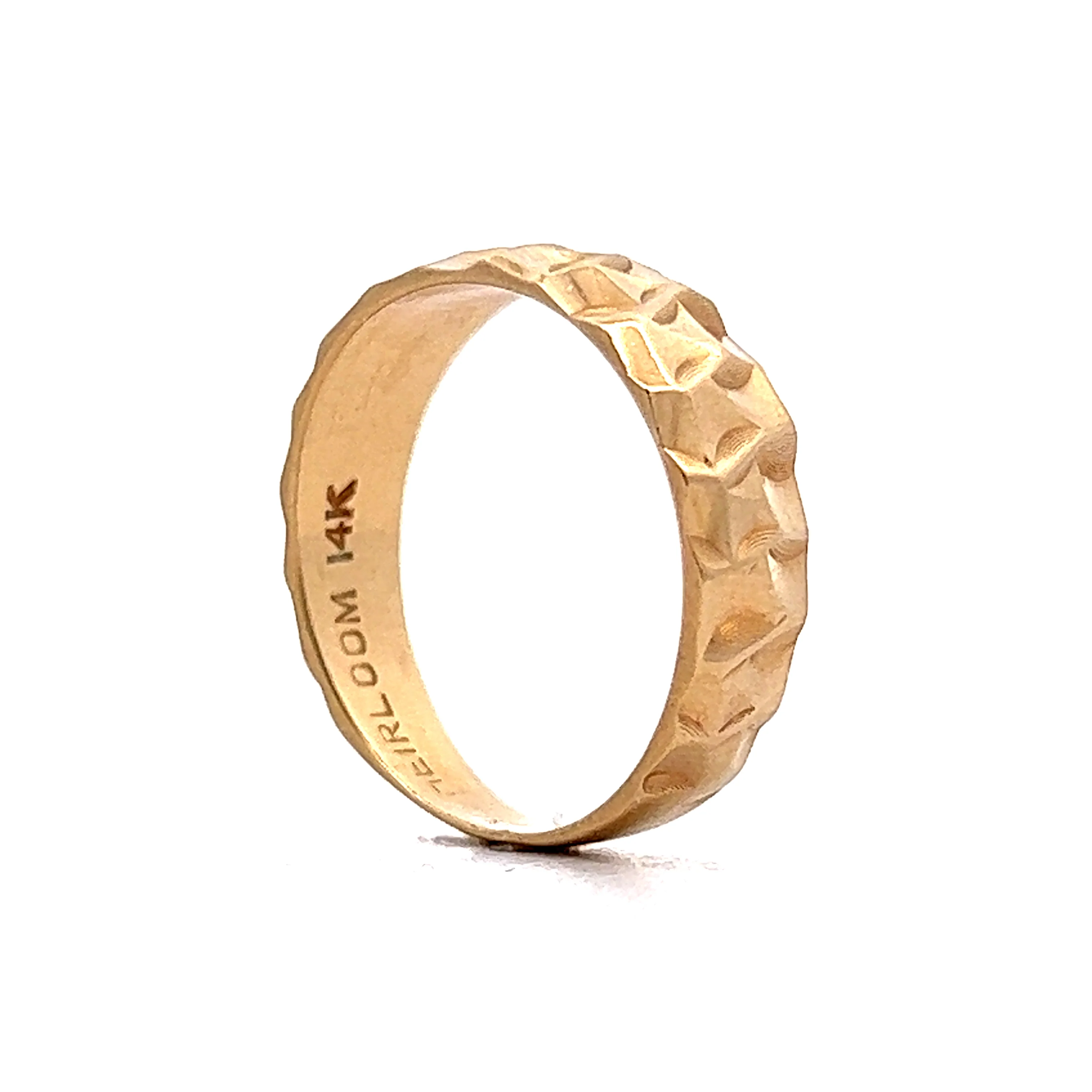 8mm Hammer Textured Band in 14k Yellow Gold - Image 5