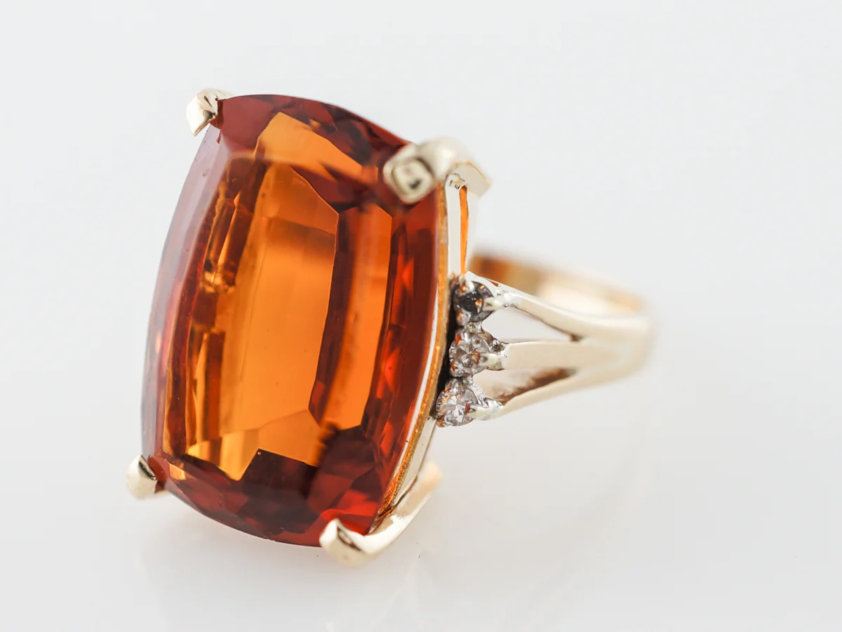 15 Carat Retro Citrine Cocktail Ring in 14k Yellow Gold - Image 2
