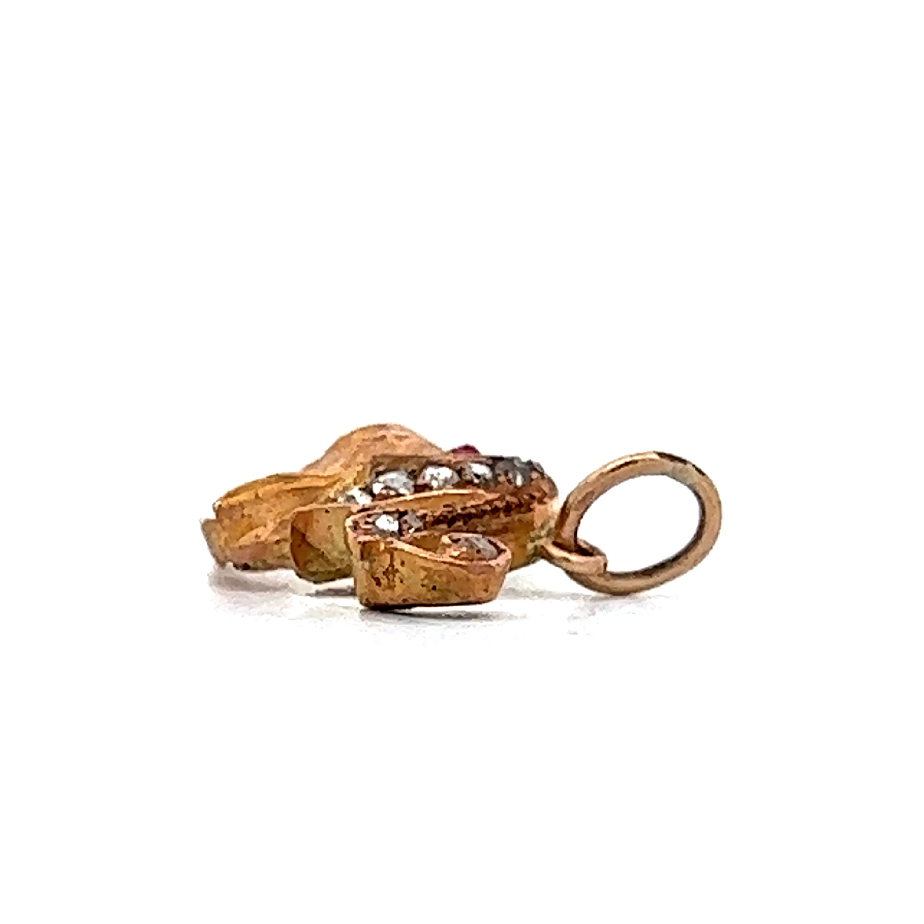 Vintage Lions Head Pendant w/ Diamonds & Ruby in 18k Yellow Gold - Image 3