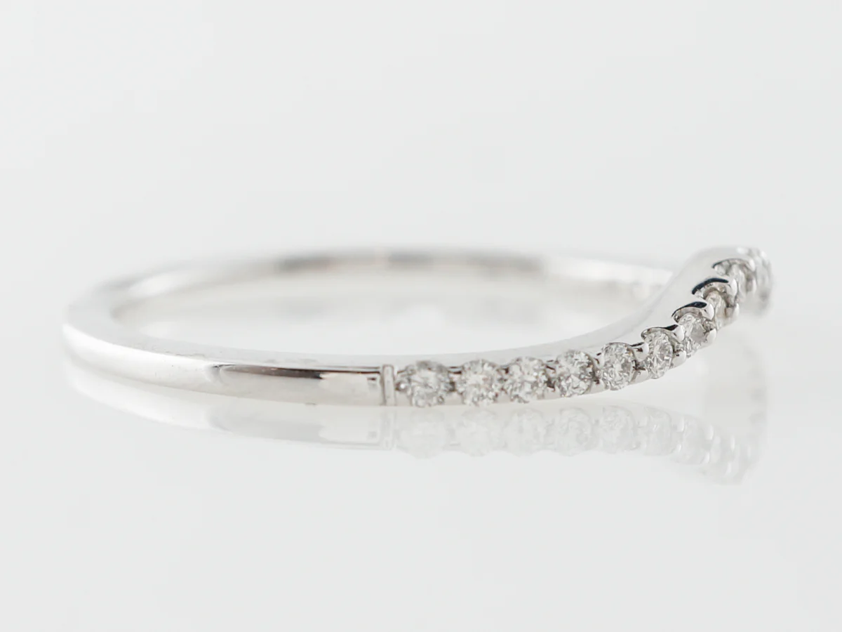 .15 Contour Wedding Band w/ Diamonds in White Gold - Image 3