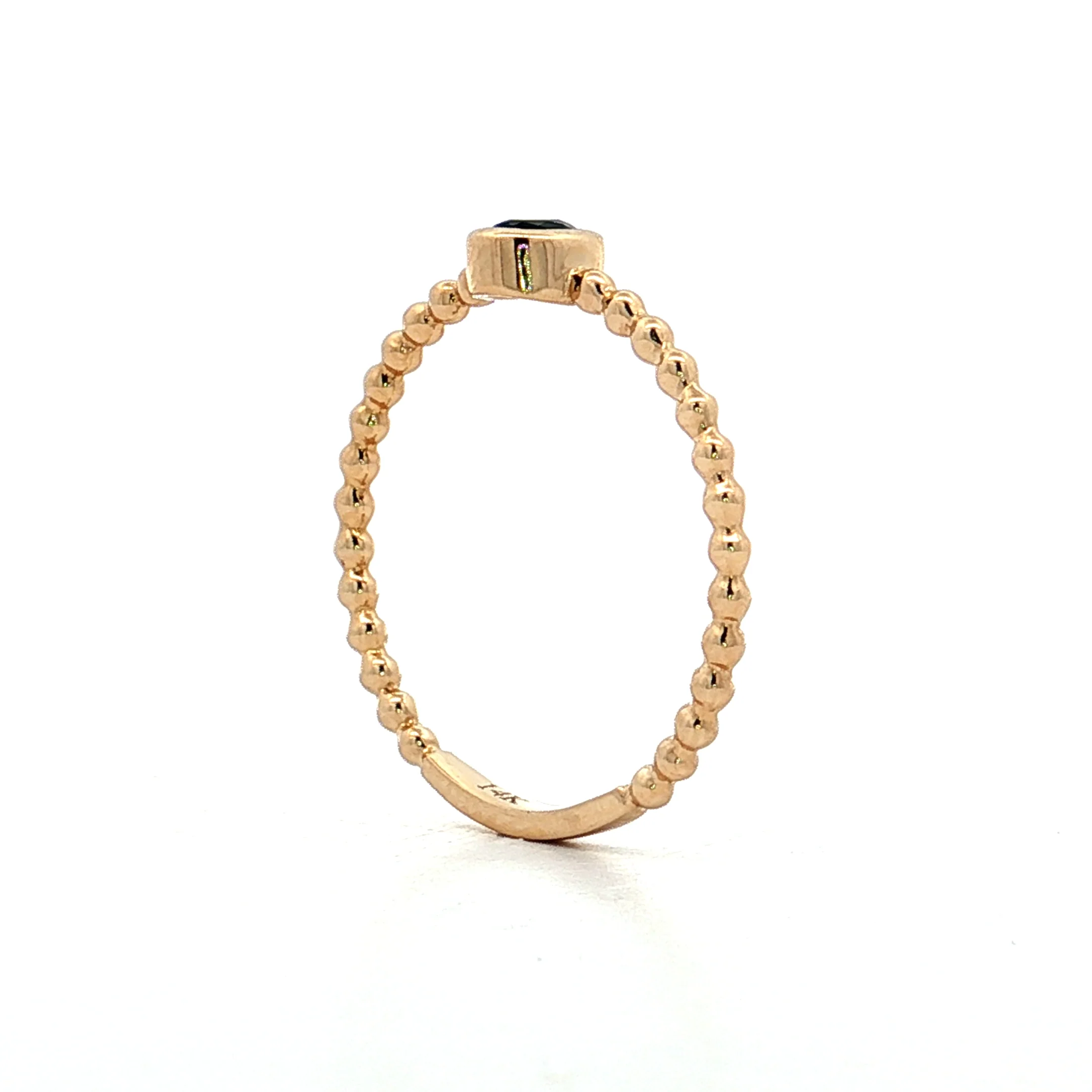 .15 Oval Blue Topaz Stacking Ring 14k Yellow Gold - Image 5
