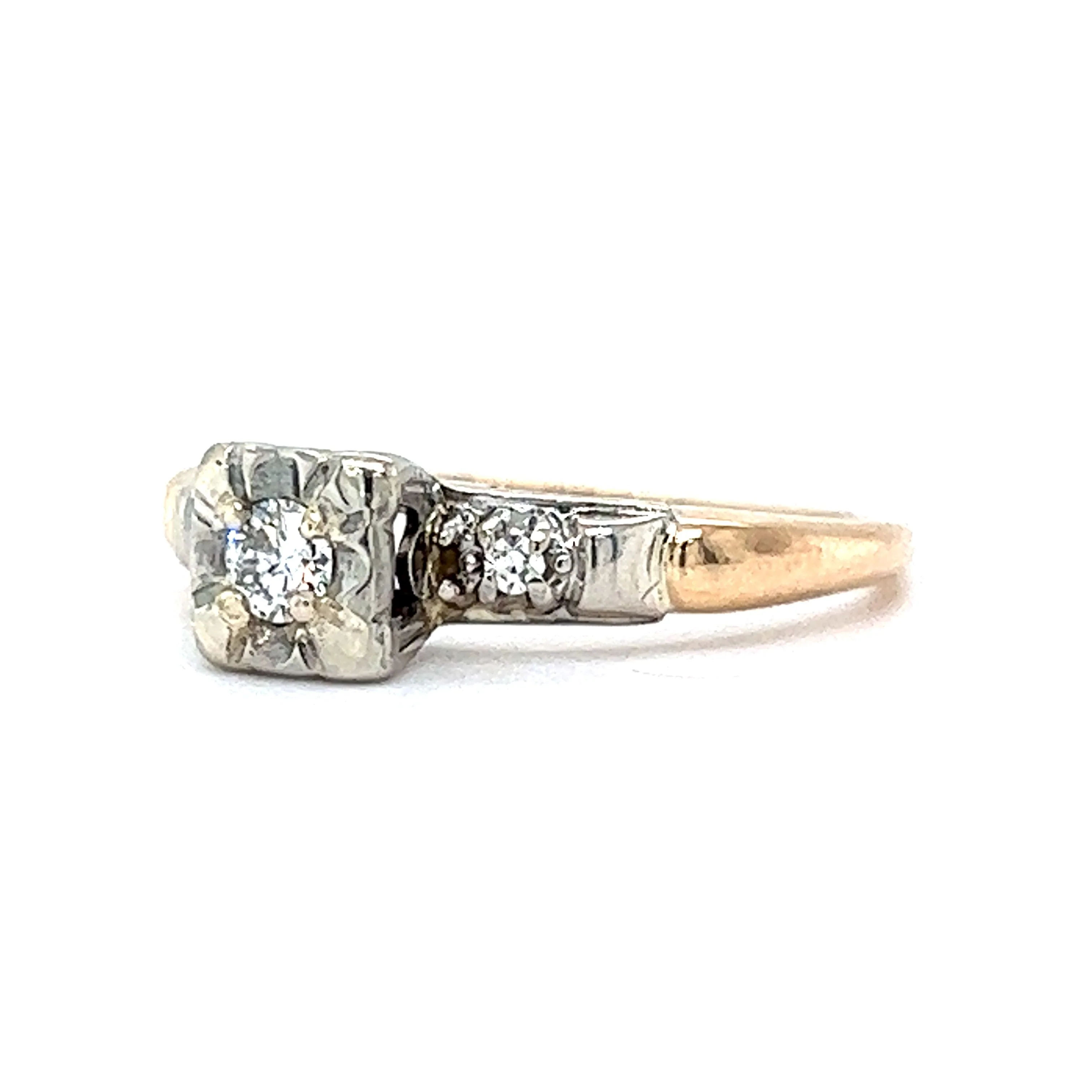 .15 Retro Two-Tone Engagement Ring in 14k Gold - Image 2