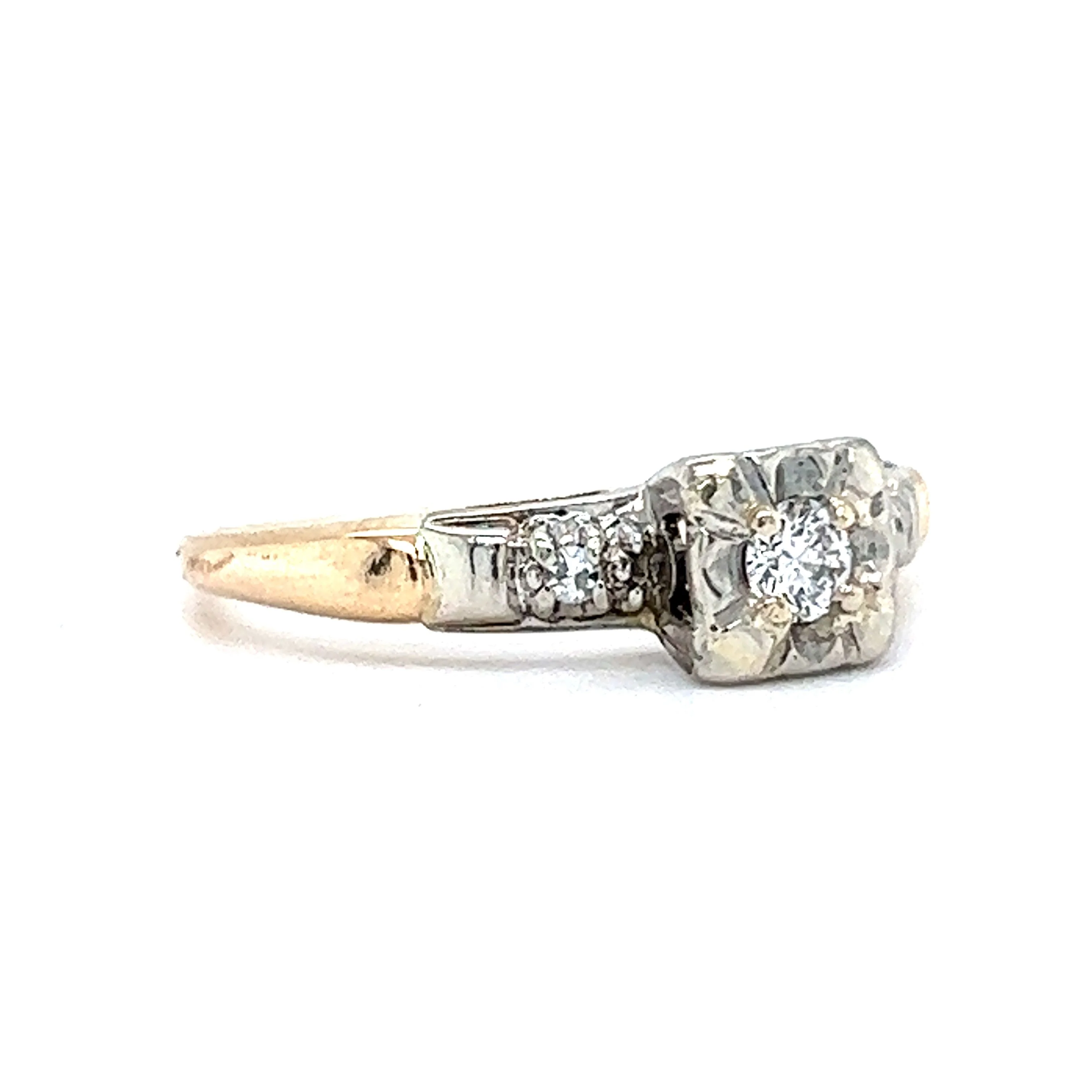 .15 Retro Two-Tone Engagement Ring in 14k Gold - Image 3