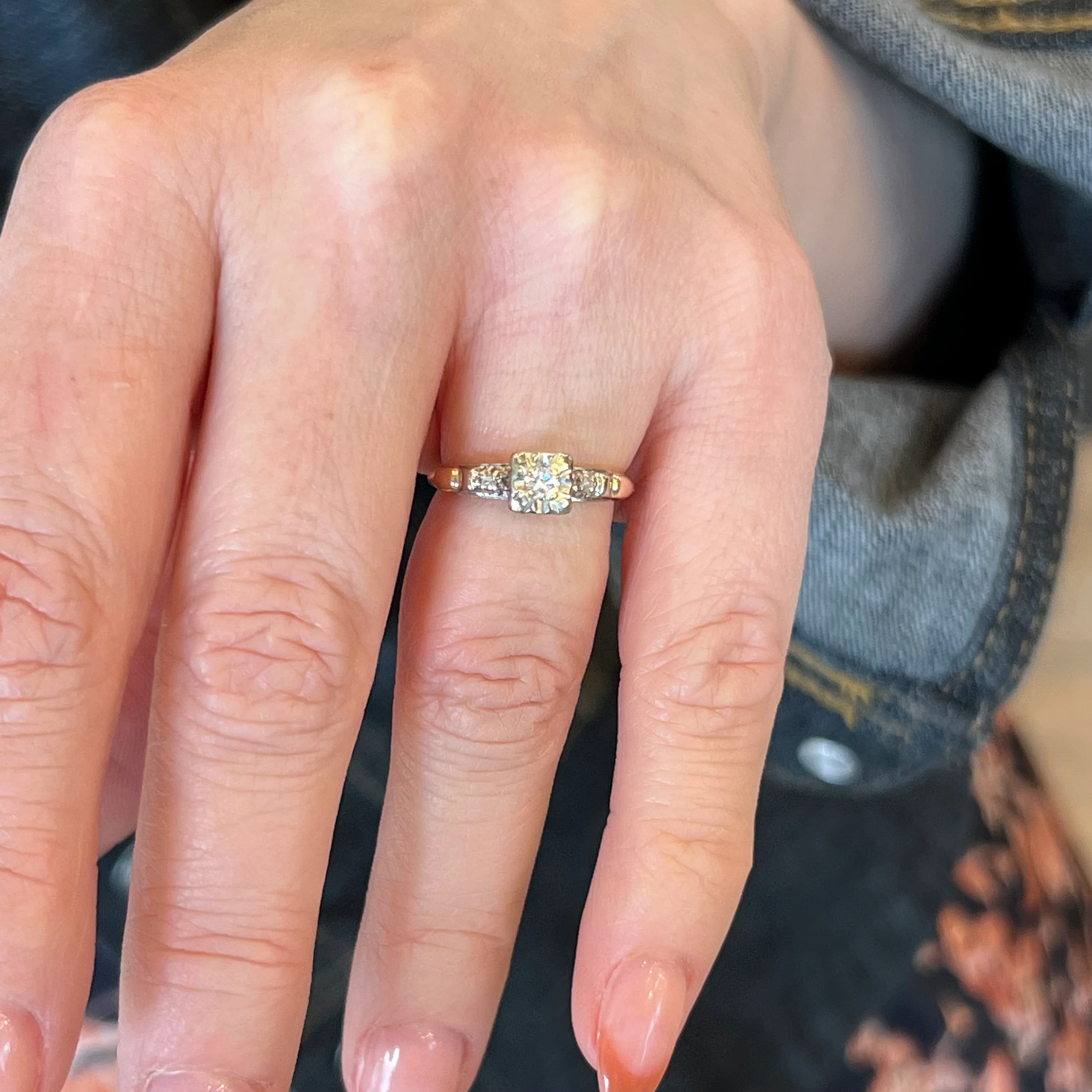 .15 Retro Two-Tone Engagement Ring in 14k Gold - Image 6