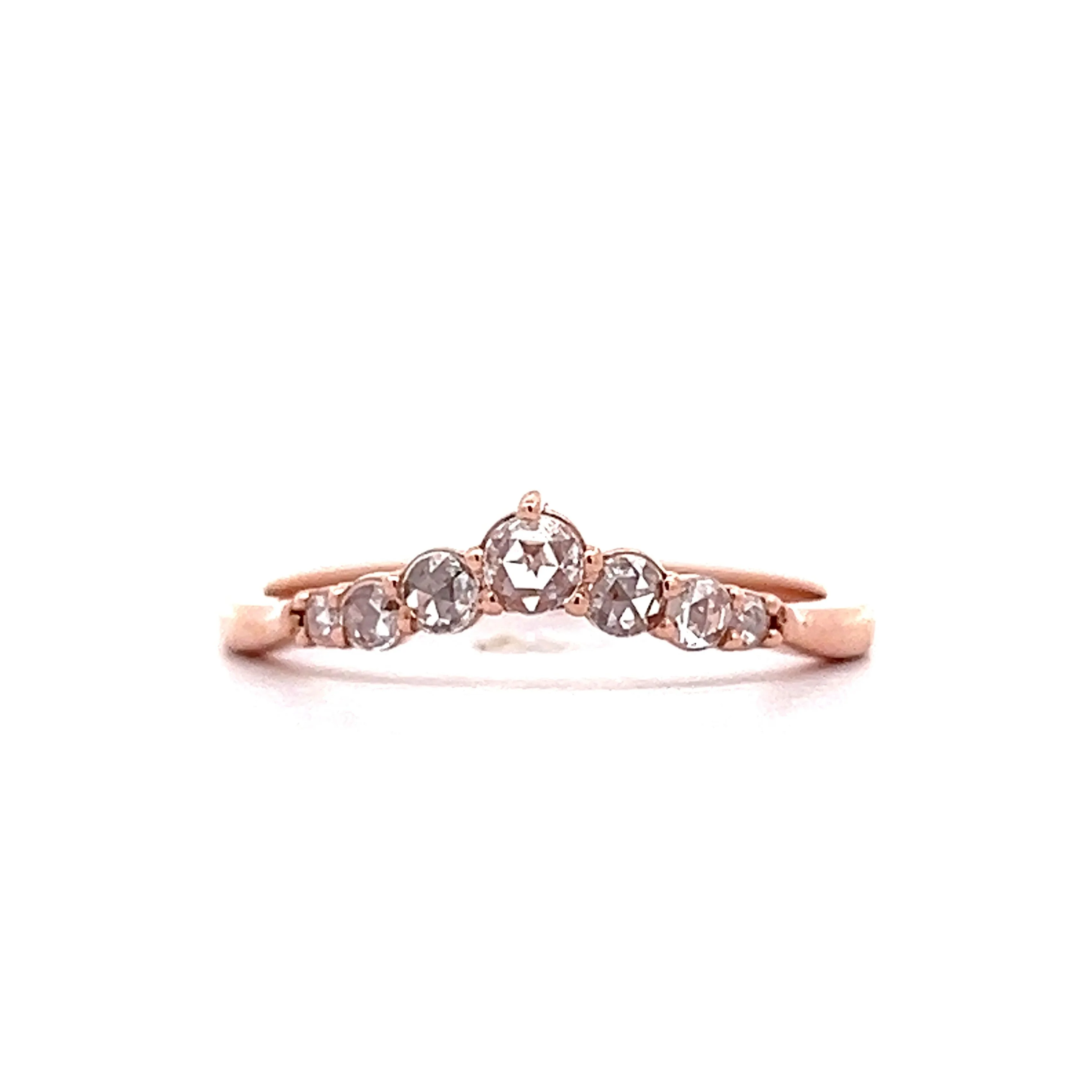 .15 Rose Cut Diamond Contour Wedding Band in 14k Rose Gold