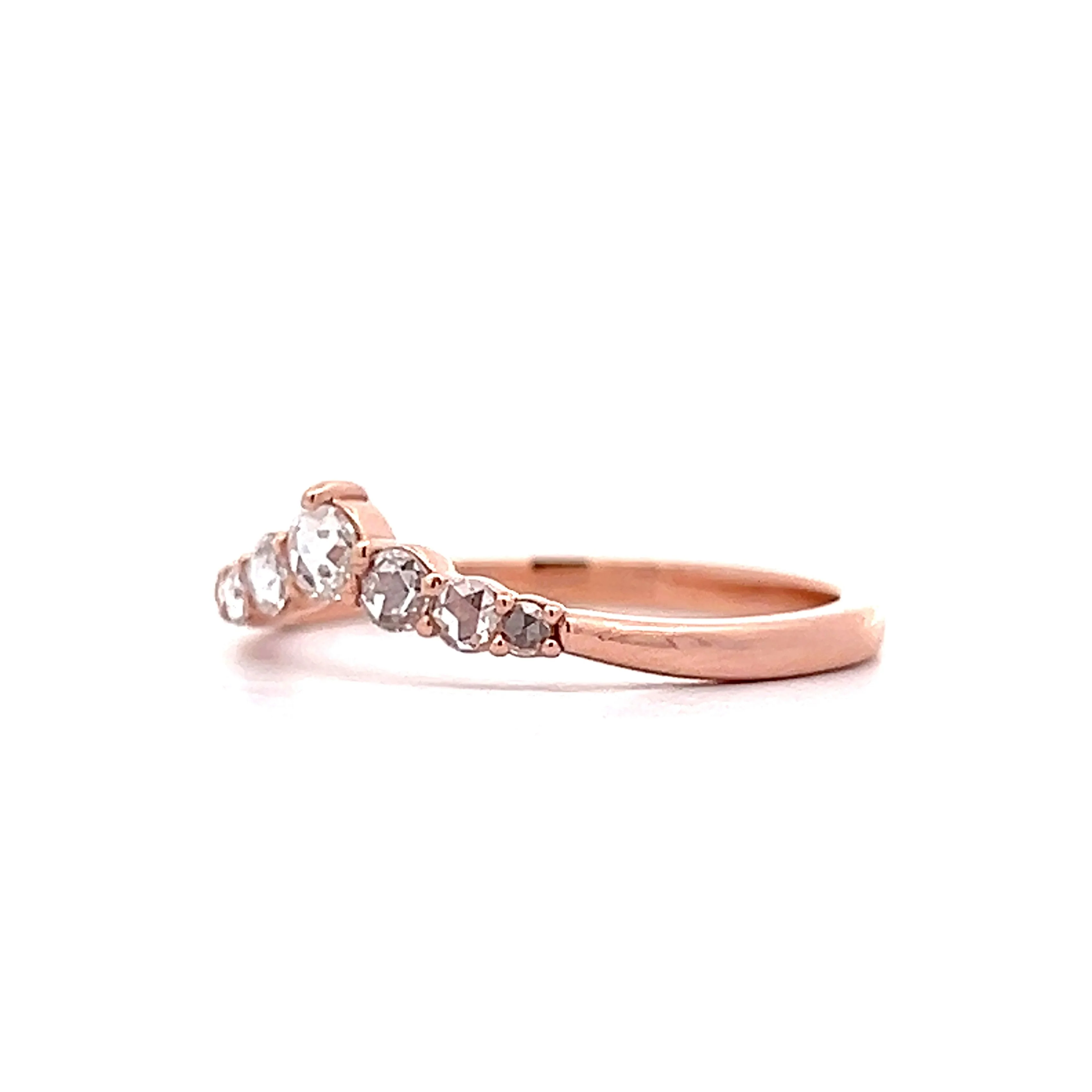 .15 Rose Cut Diamond Contour Wedding Band in 14k Rose Gold - Image 2