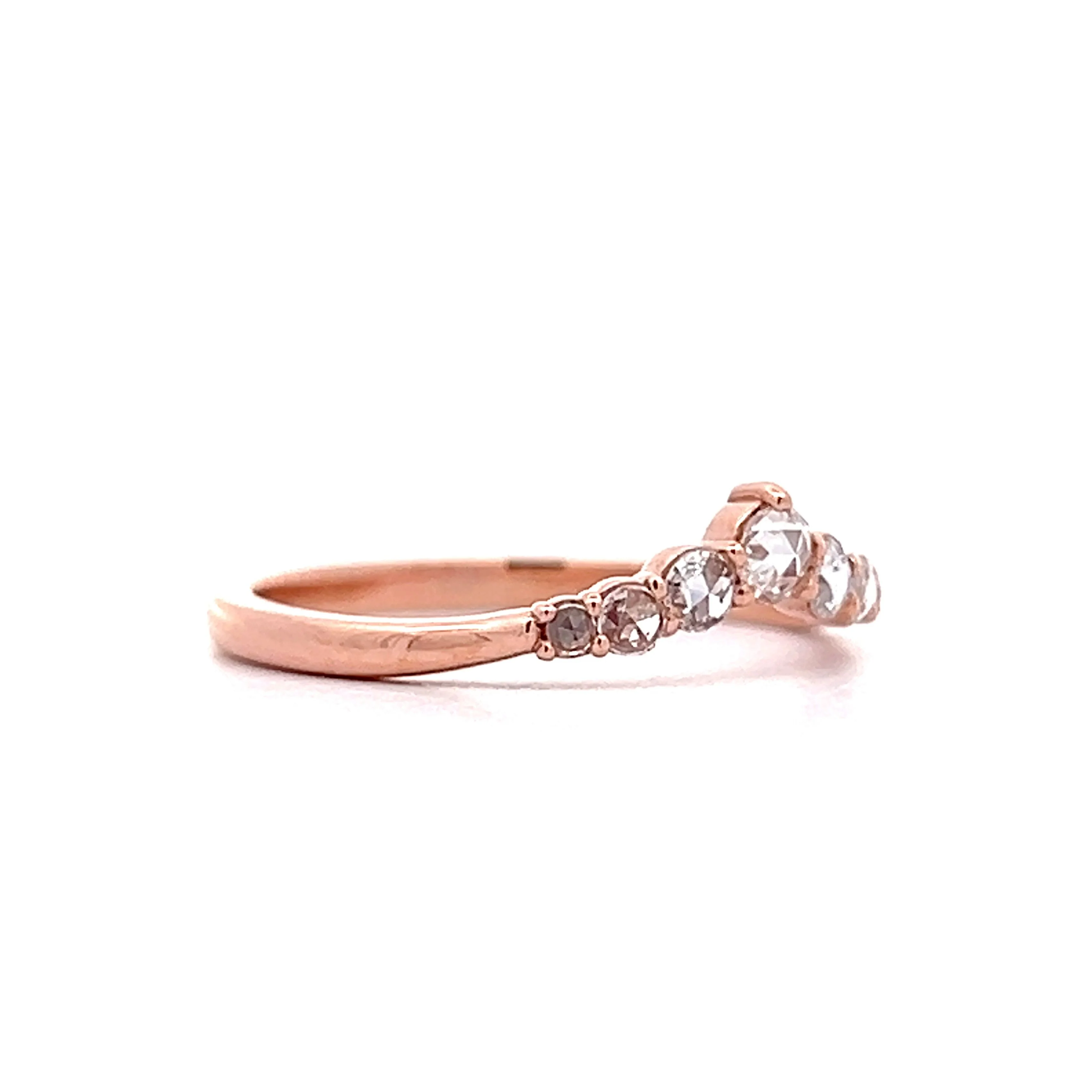 .15 Rose Cut Diamond Contour Wedding Band in 14k Rose Gold - Image 3