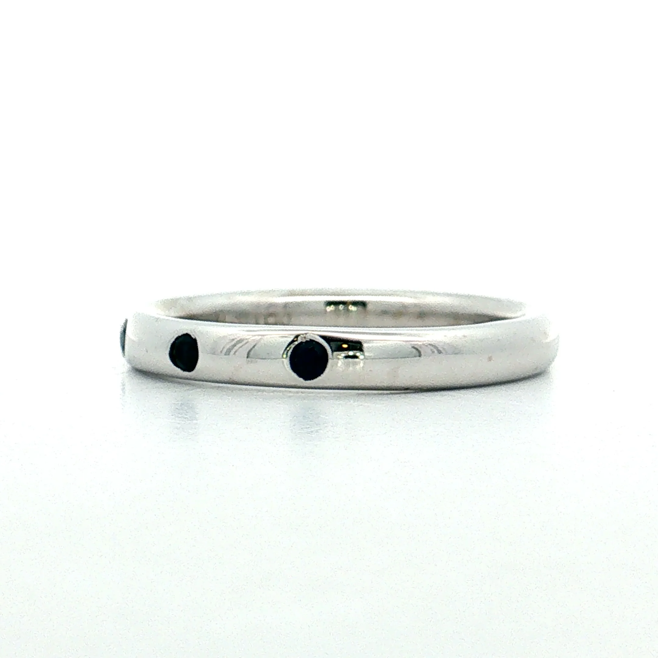 .15 Three Stone Sapphire Wedding Band 14k White Gold - Image 2