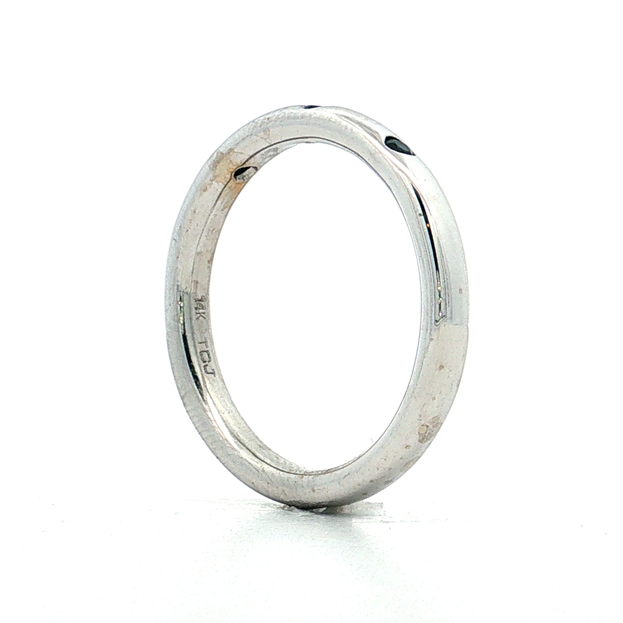 .15 Three Stone Sapphire Wedding Band 14k White Gold - Image 5
