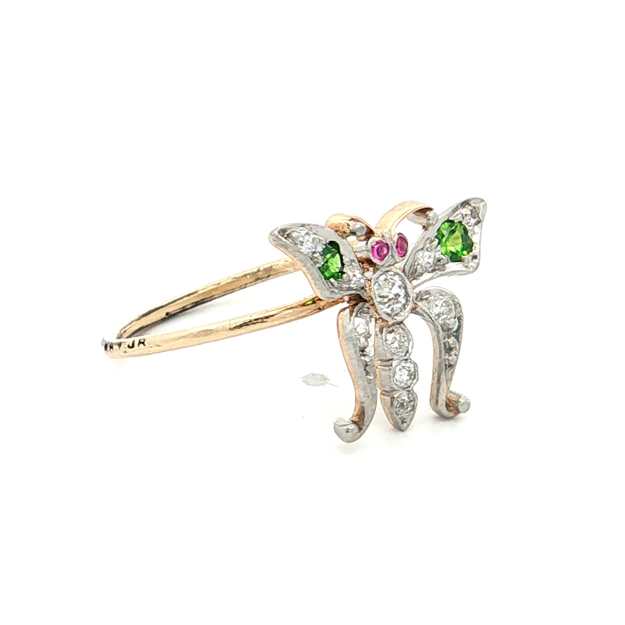 .15 Victorian Gemstone Butterfly Cocktail Ring 14k - Image 3