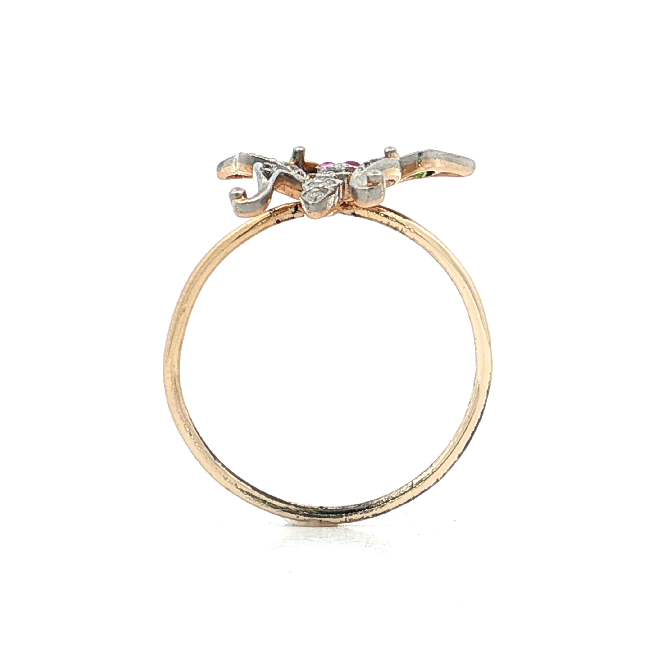 .15 Victorian Gemstone Butterfly Cocktail Ring 14k - Image 4