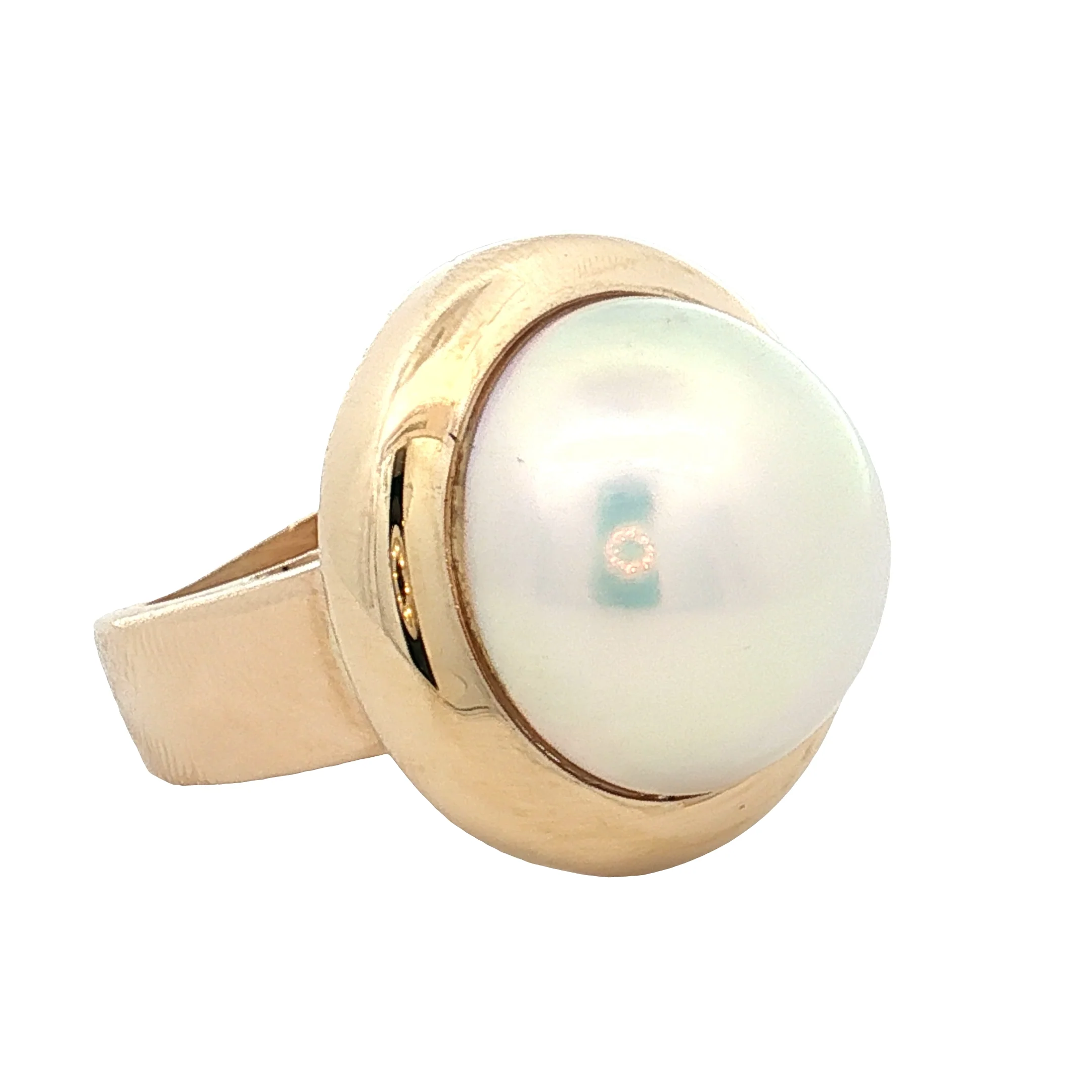 15mm Mabe Pearl Bezel Cocktail Ring 14k Yellow Gold - Image 3