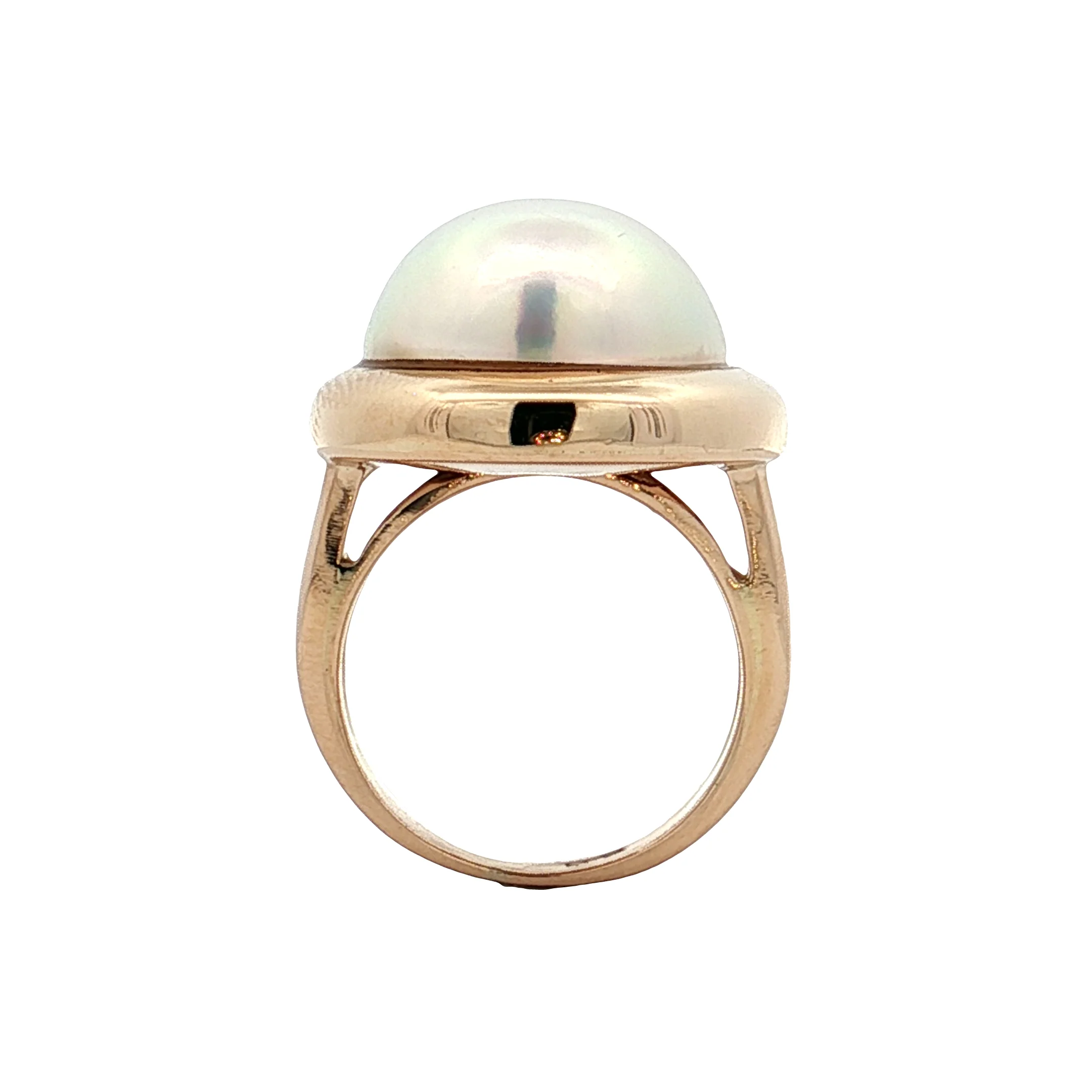 15mm Mabe Pearl Bezel Cocktail Ring 14k Yellow Gold - Image 4