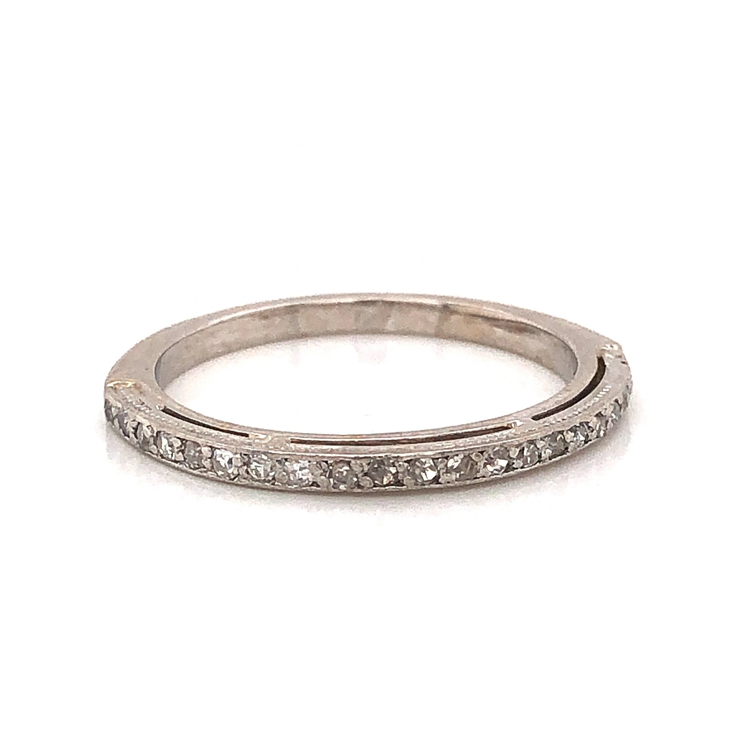 .16 Art Deco Diamond Wedding Band in 14k White Gold & Platinum - Image 3