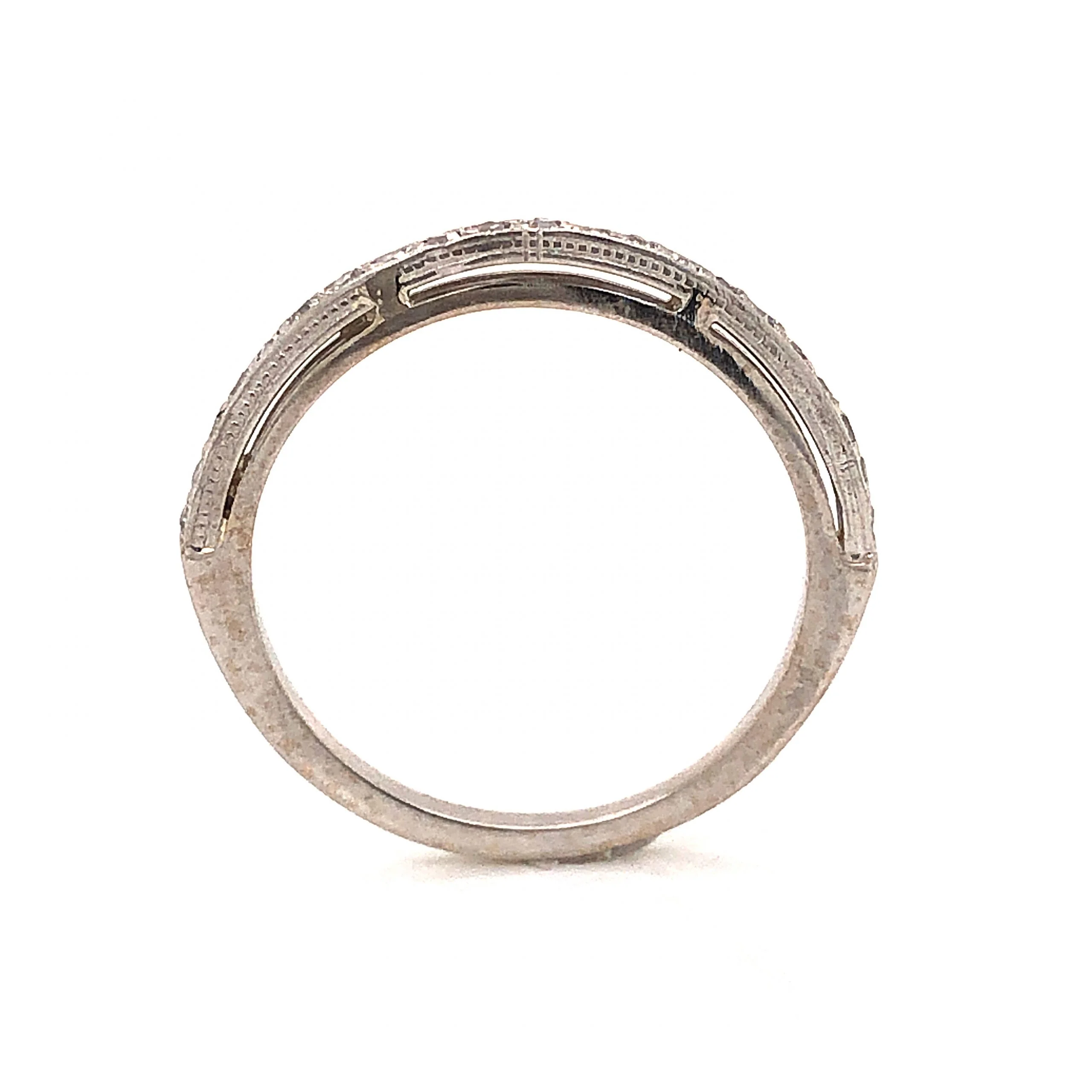.16 Art Deco Diamond Wedding Band in 14k White Gold & Platinum - Image 4