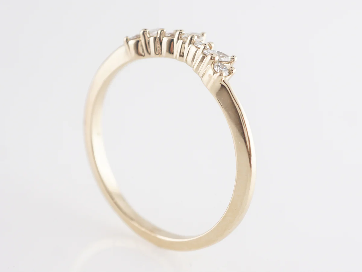 .16 Curved Diamond Wedding Band in 14k Yellow Gold - Image 4