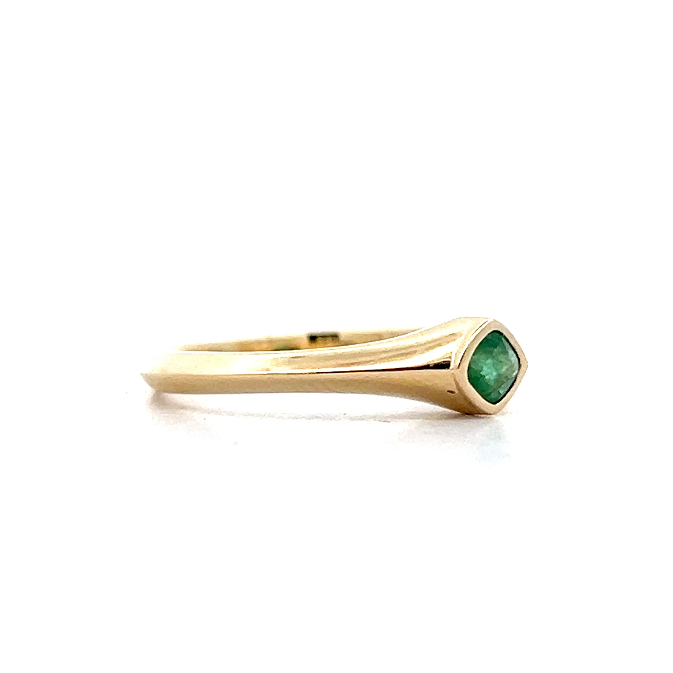 .16 Cushion Cut Emerald Stacking Ring in 14k Yellow Gold - Image 3