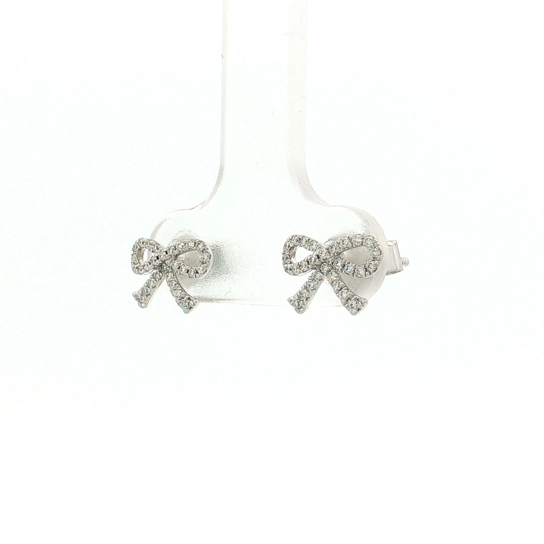 .16 Diamond Bow Stud Earrings 14k White Gold - Image 2