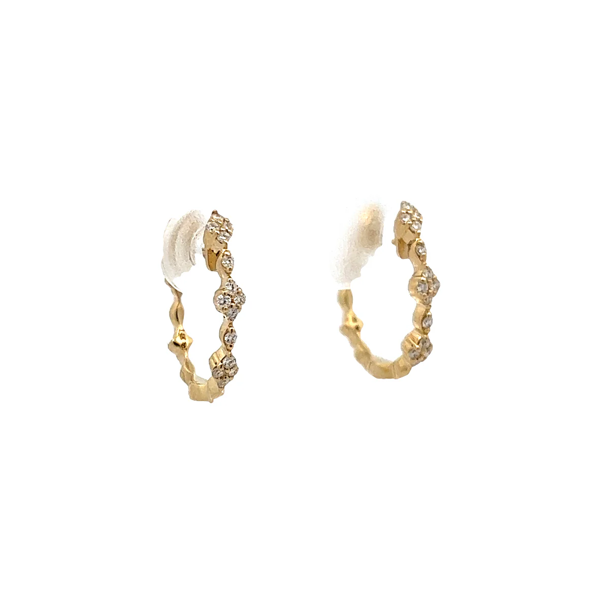 .16 Diamond Cluster Hoop Earrings in 14k Yellow Gold - Image 3
