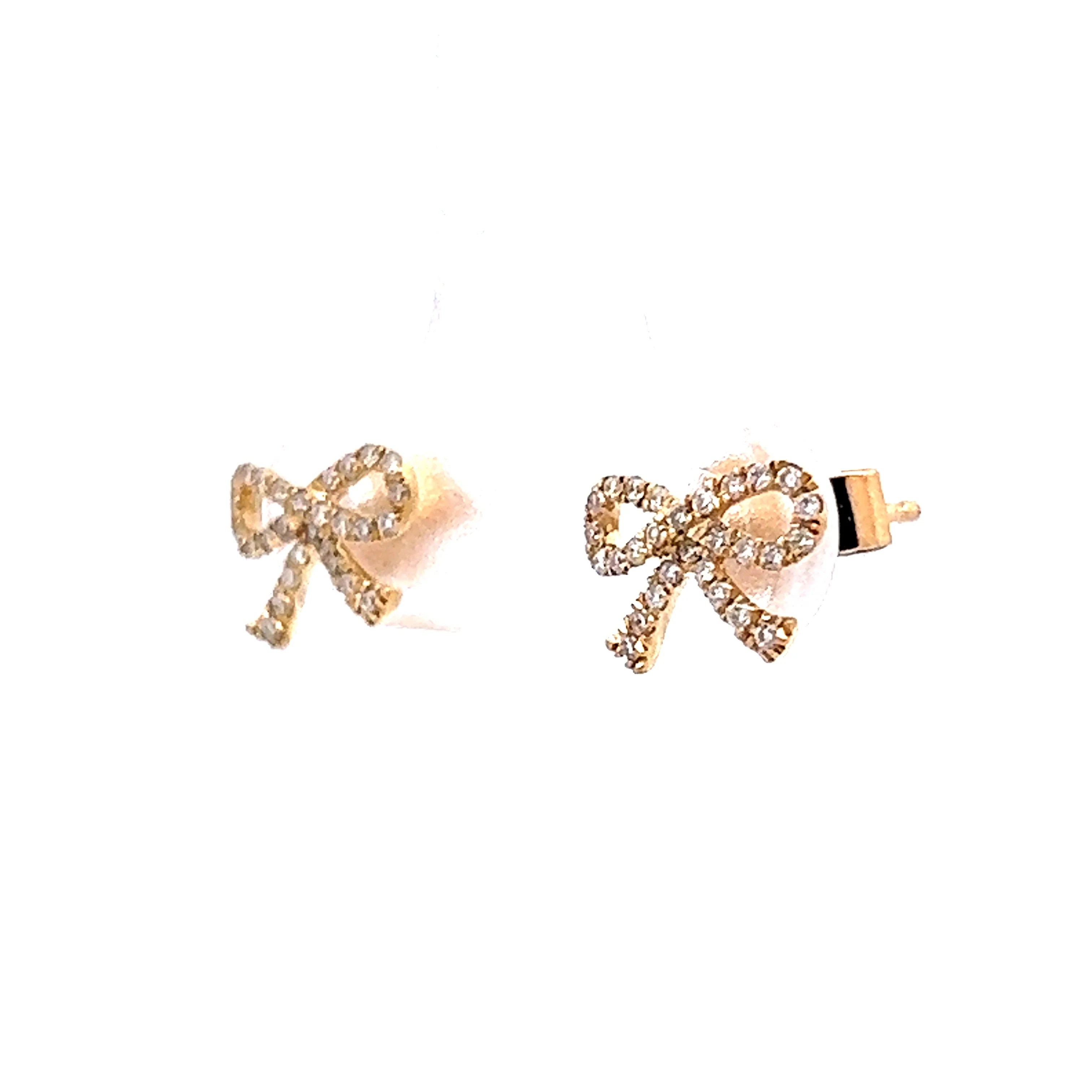 .16 Diamond Bow Stud Earrings in 14k Yellow Gold - Image 2