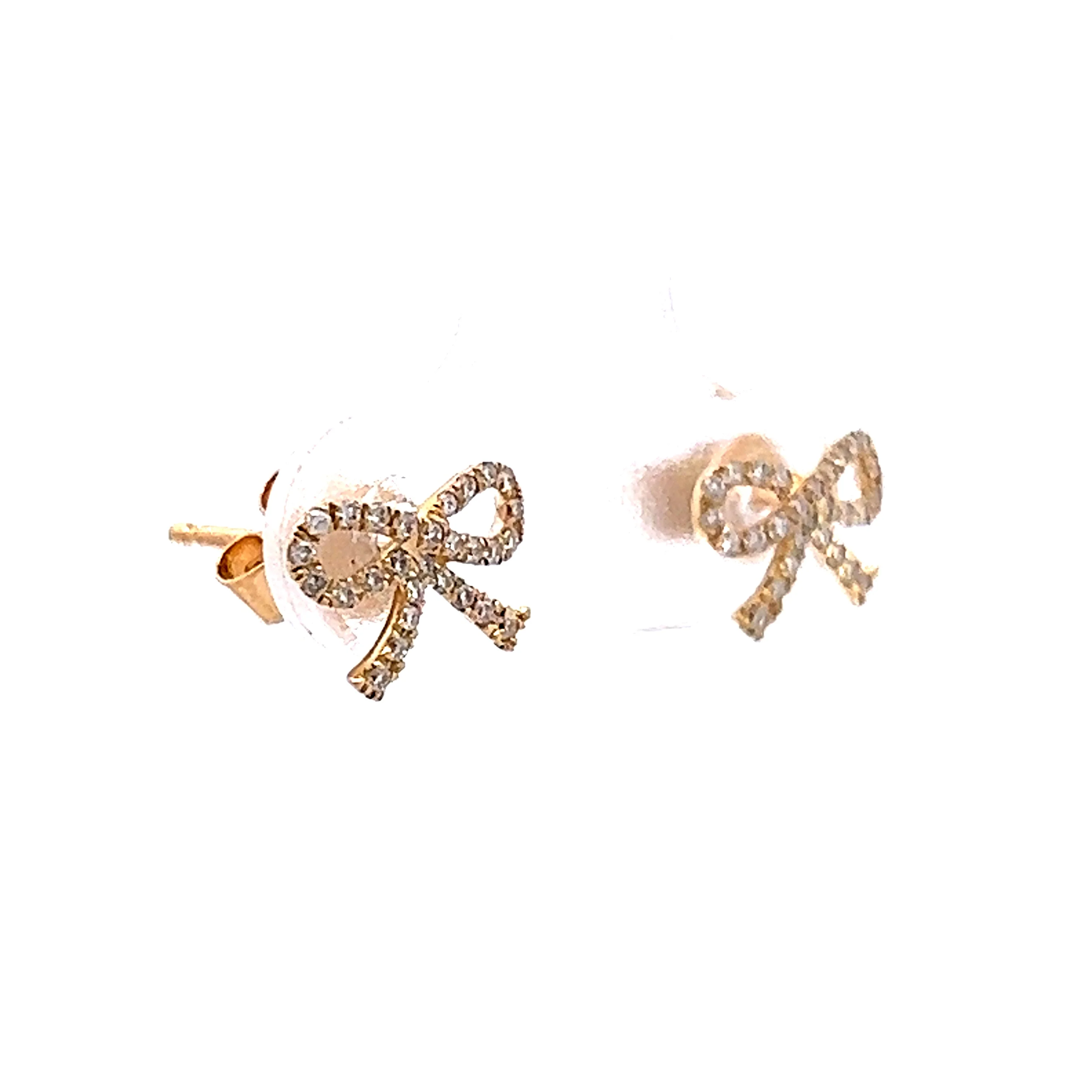 .16 Diamond Bow Stud Earrings in 14k Yellow Gold - Image 3