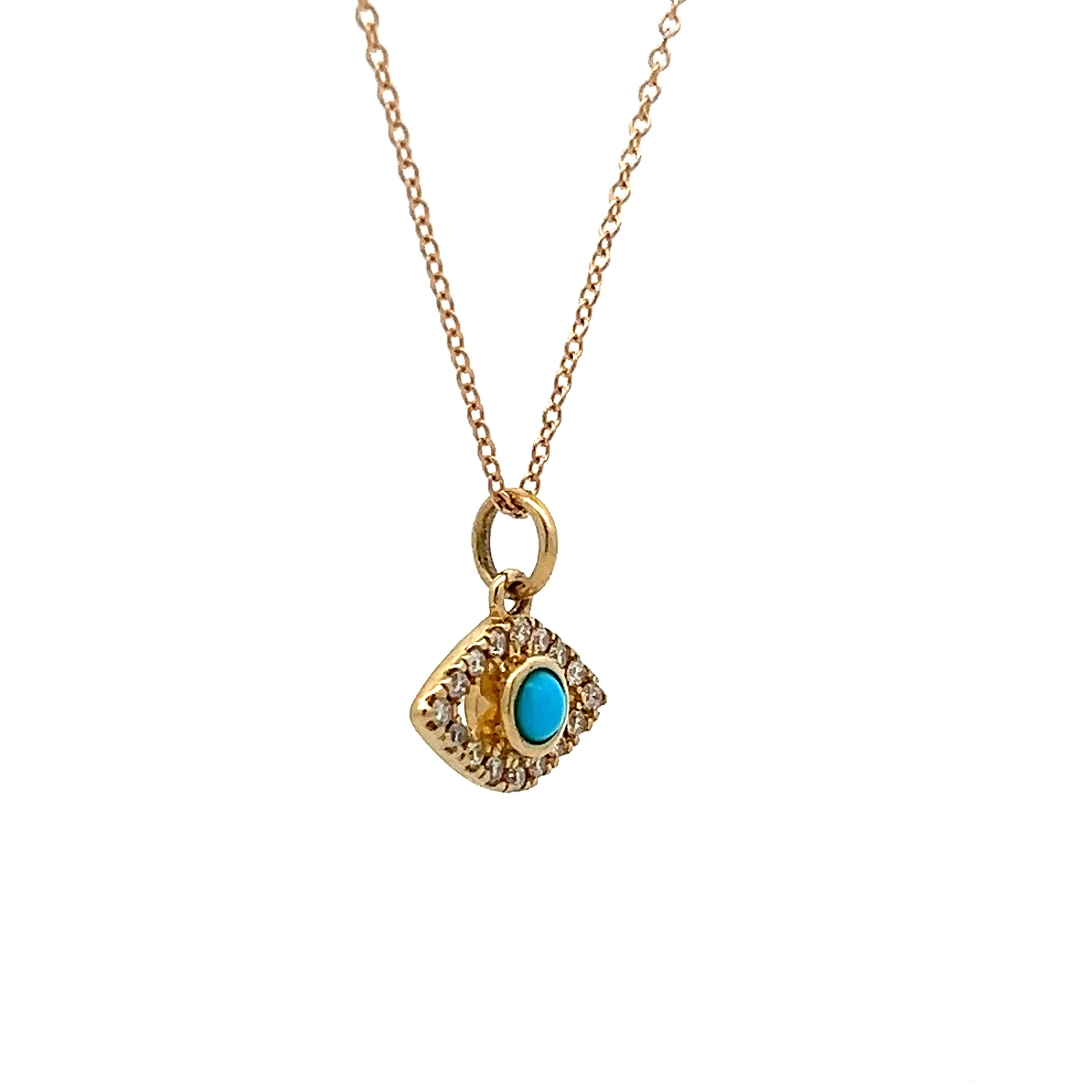 .16 Evil Eye Pendant Necklace in 14 Karat Yellow Gold - Image 3