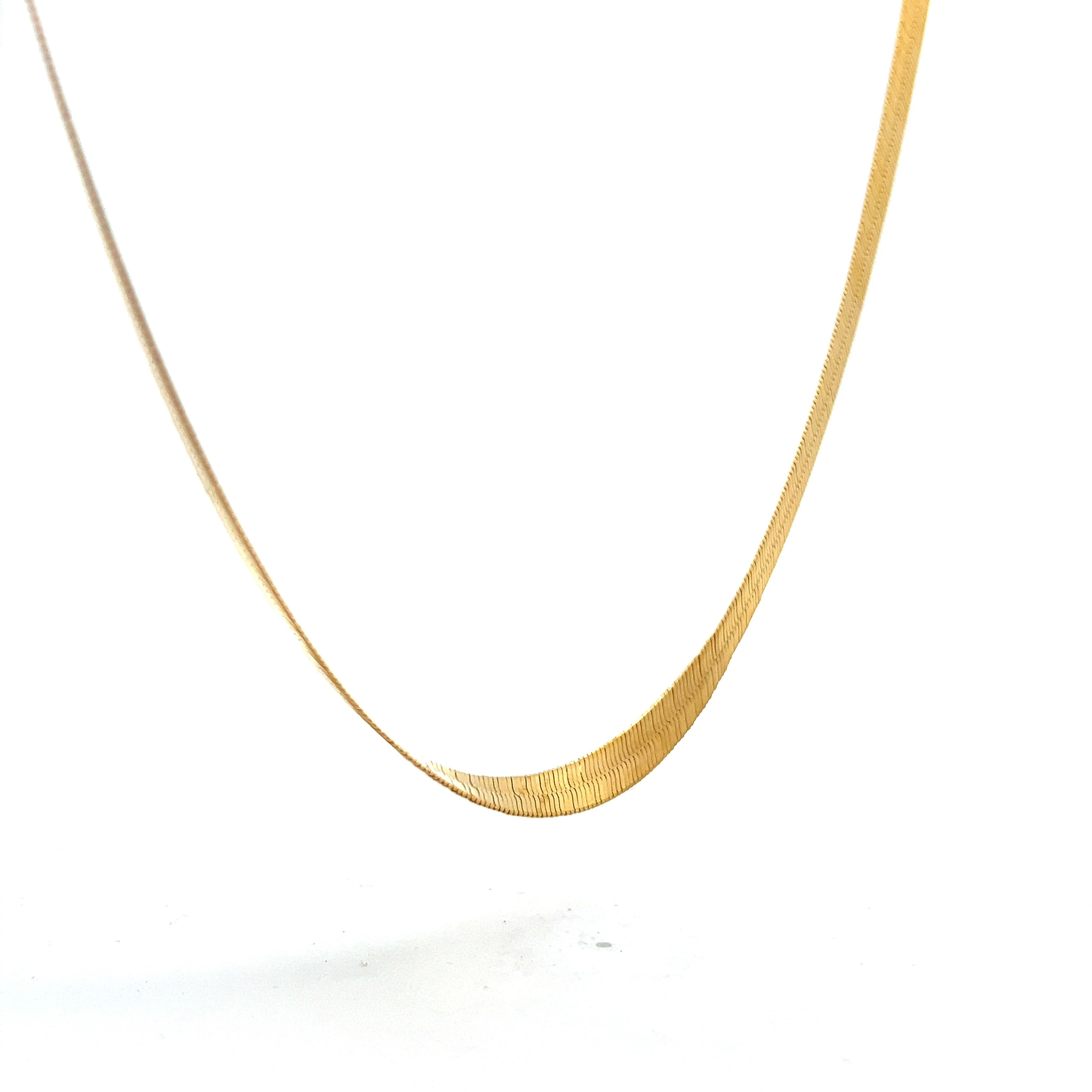 16 Inch Classic Herringbone Necklace in 14k Yellow Gold - Image 3