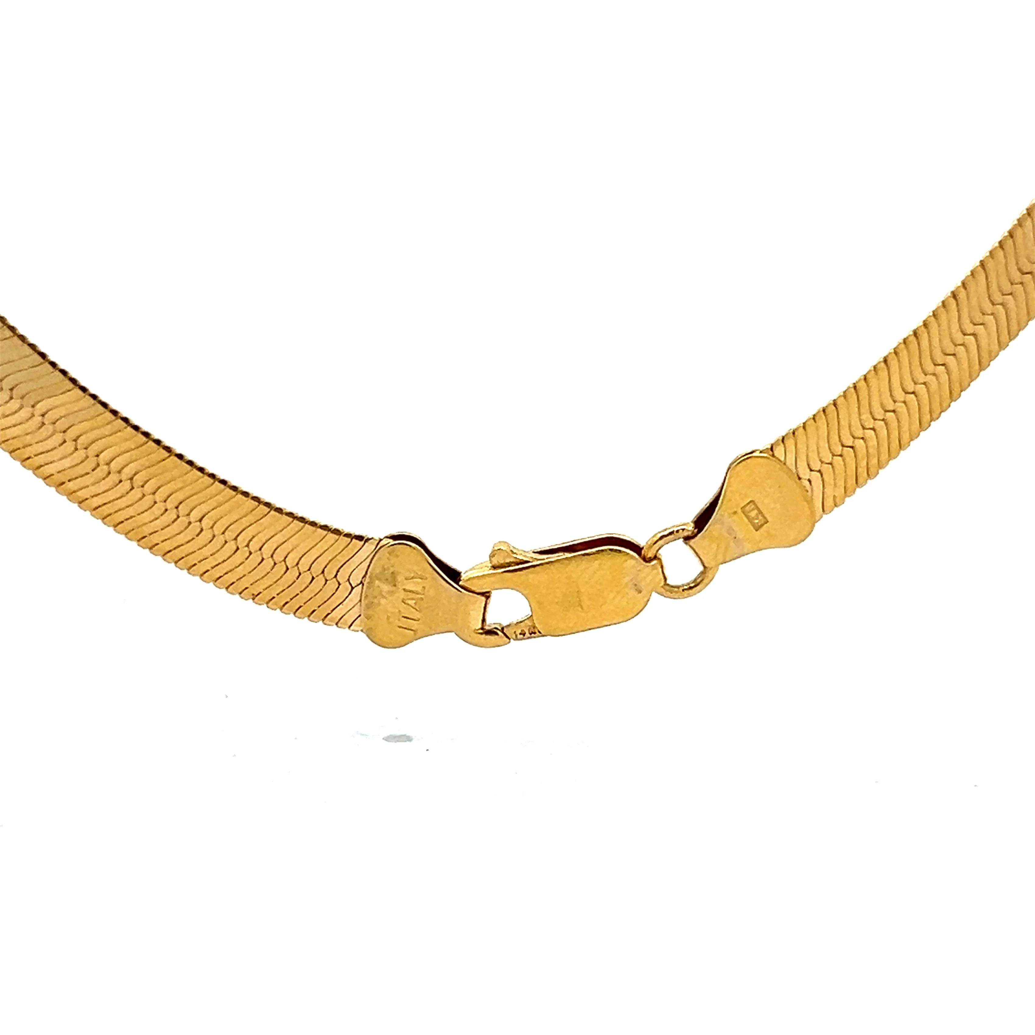 16 Inch Classic Herringbone Necklace in 14k Yellow Gold - Image 4