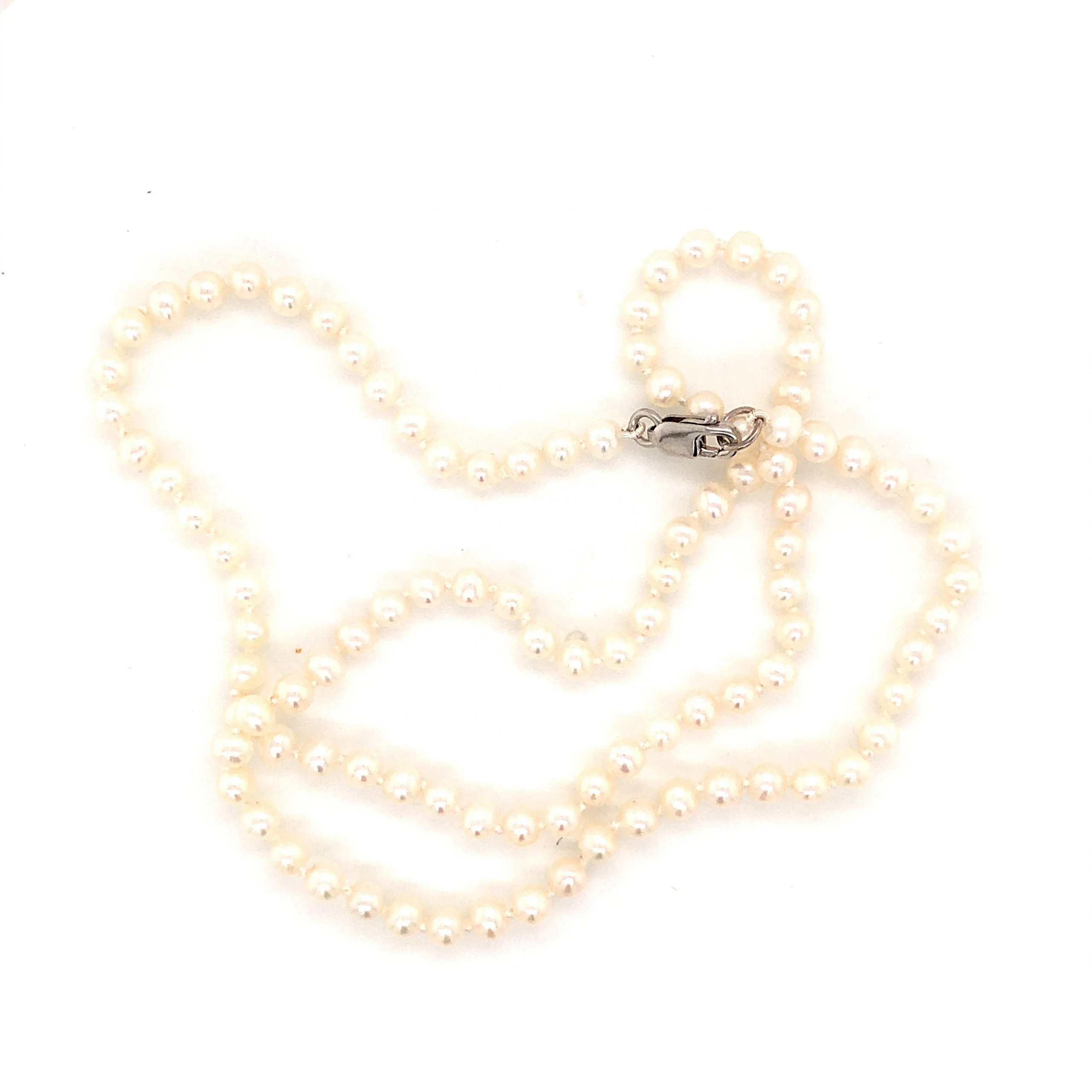 16 Inch Pearl Necklace w/ 14k White Gold Clasp - Image 2