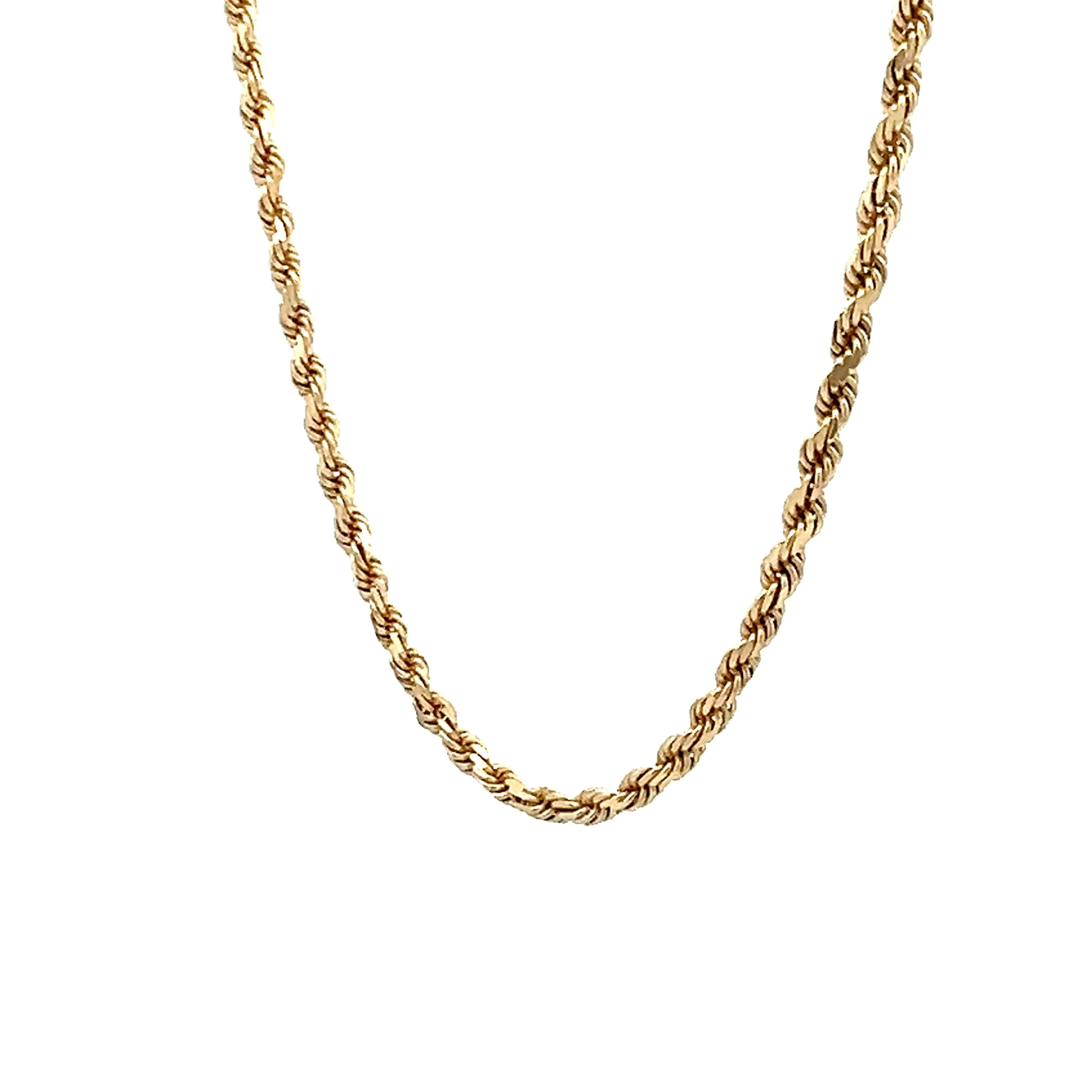 16" Unisex Rope Chain Necklace in 14k Yellow Gold - Image 2