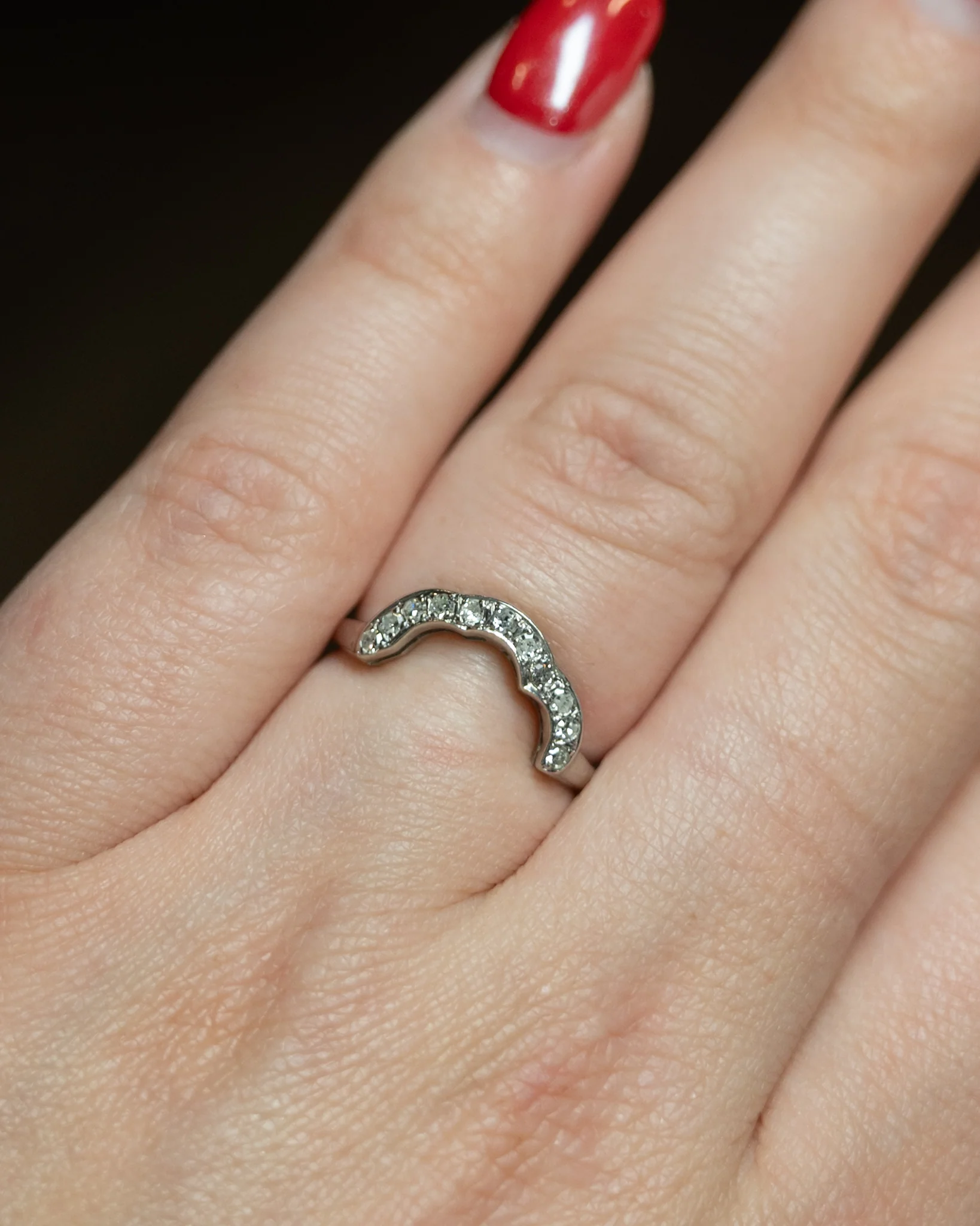 .16 Vintage Contour Wedding Band in 14k White Gold - Image 7