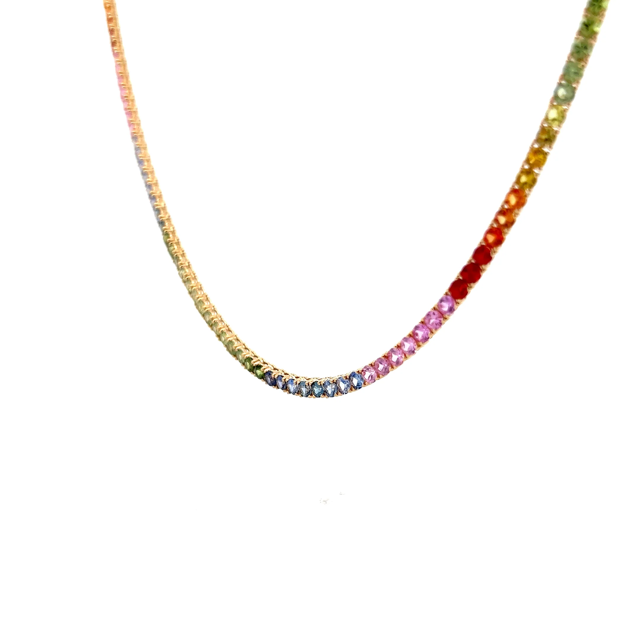 17.80 Rainbow Sapphire Necklace in 14k Yellow Gold - Image 2