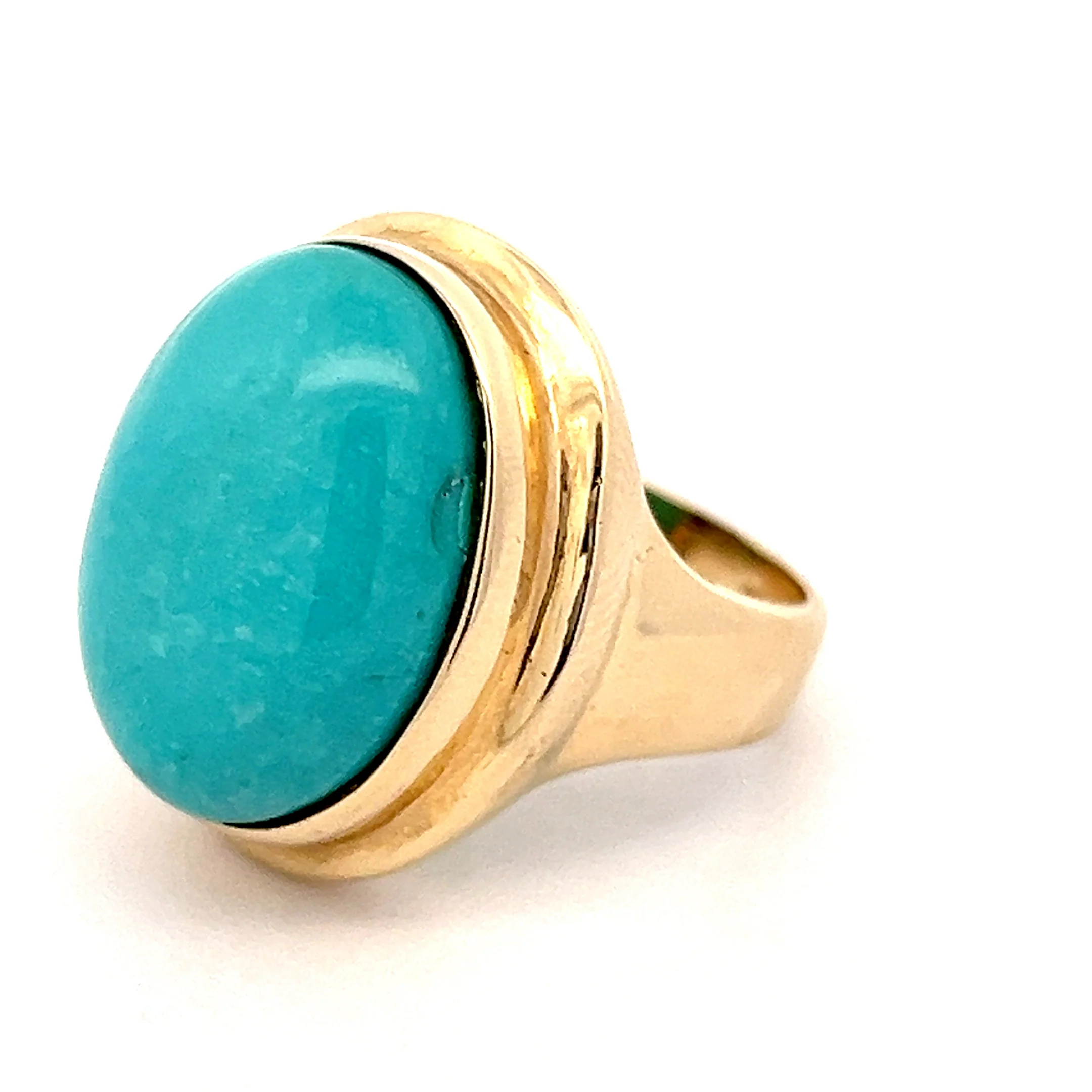 17.90 Oval Cabochon Turquoise Cocktail Ring in 14k - Image 2