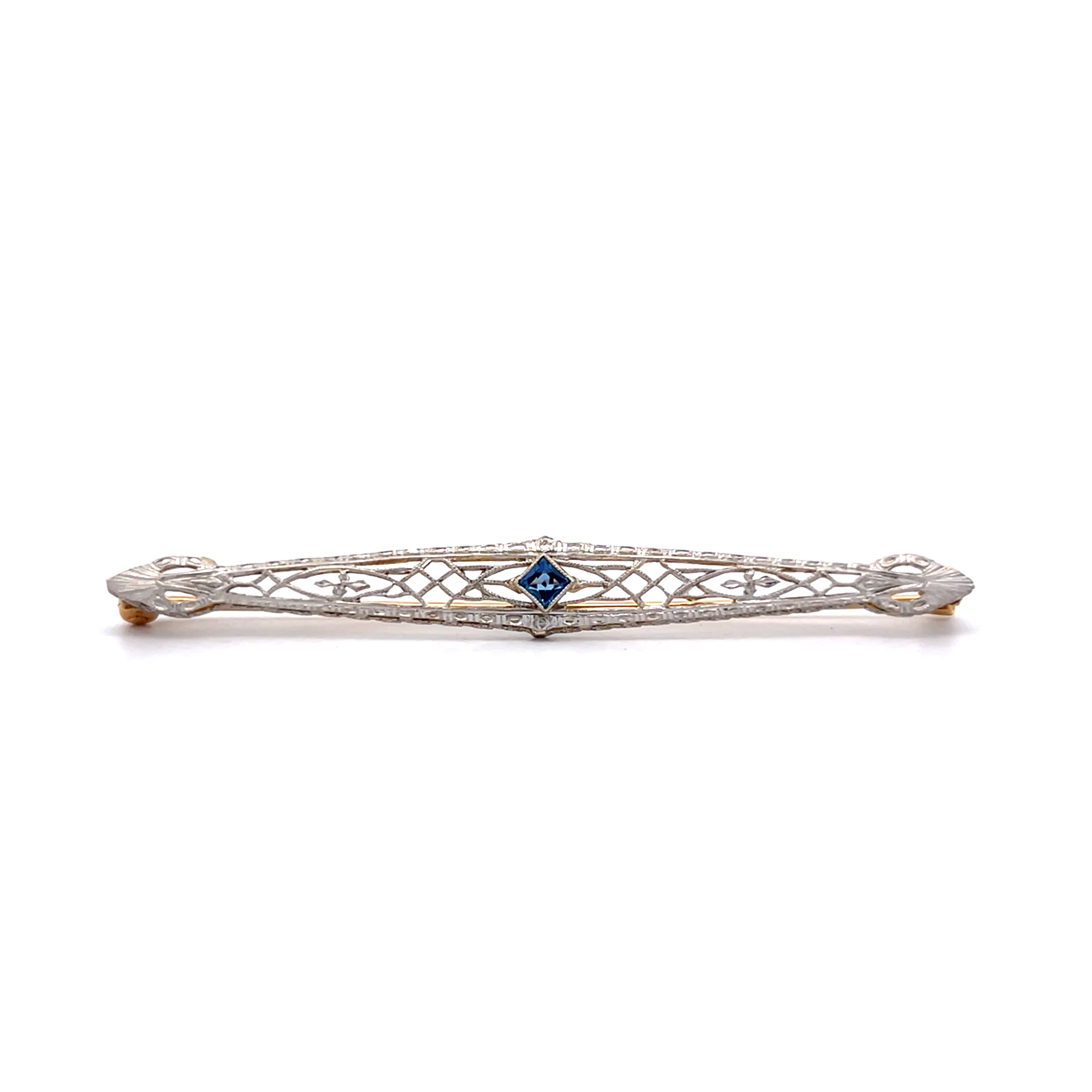 .17 Antique Art Deco Sapphire Brooch 14k
