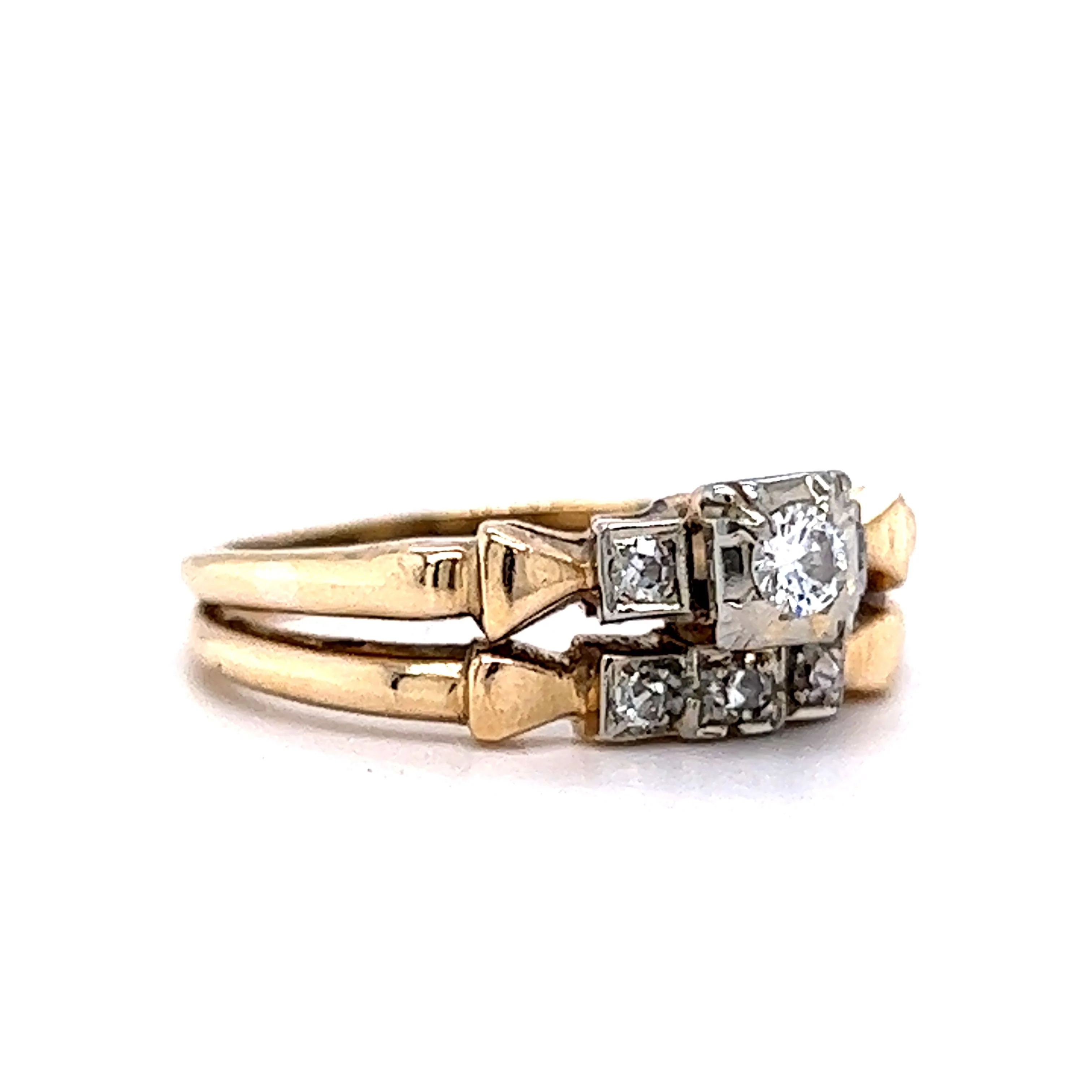 .17 Retro Diamond Bridal Set in 14k & 18k Gold - Image 3