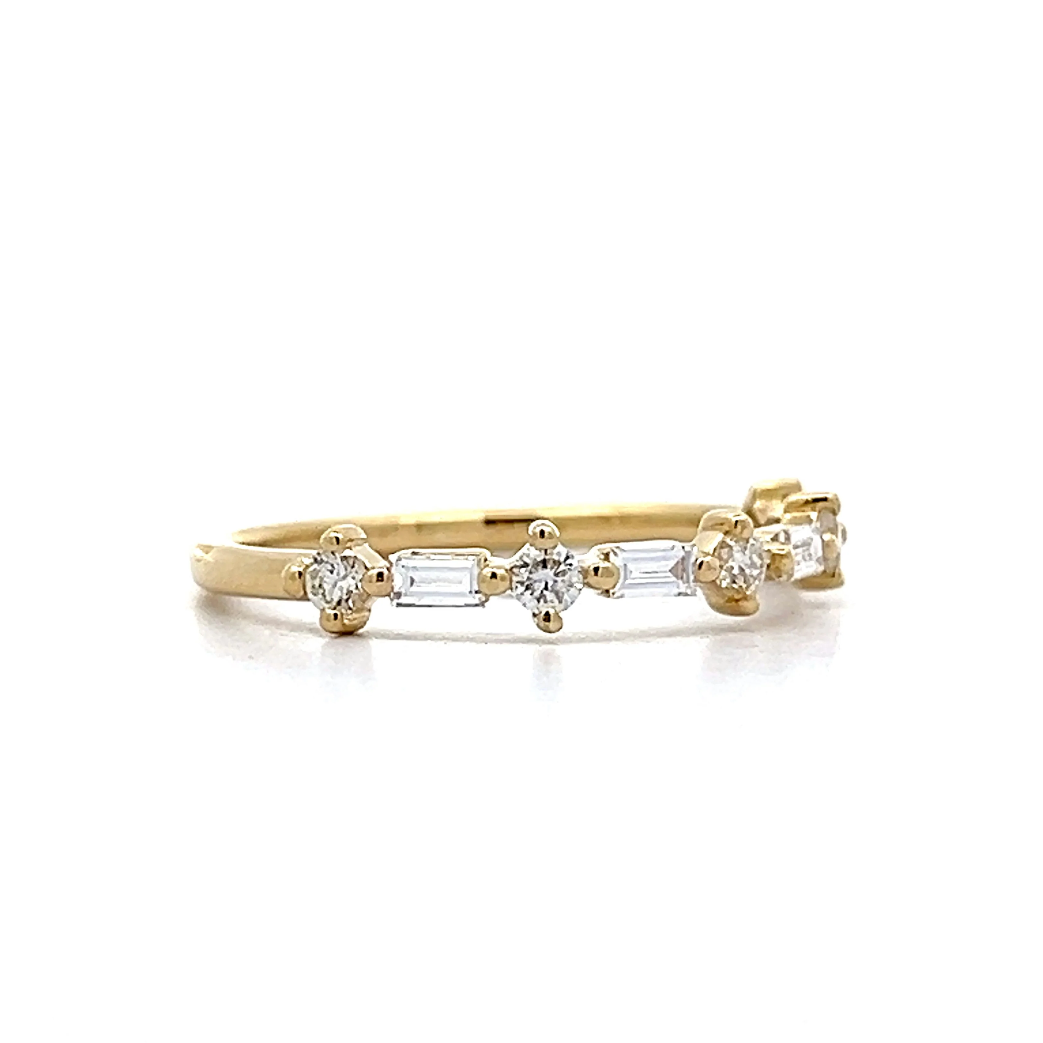 .17 Round Brilliant & Baguette Wedding Band in 14k - Image 3