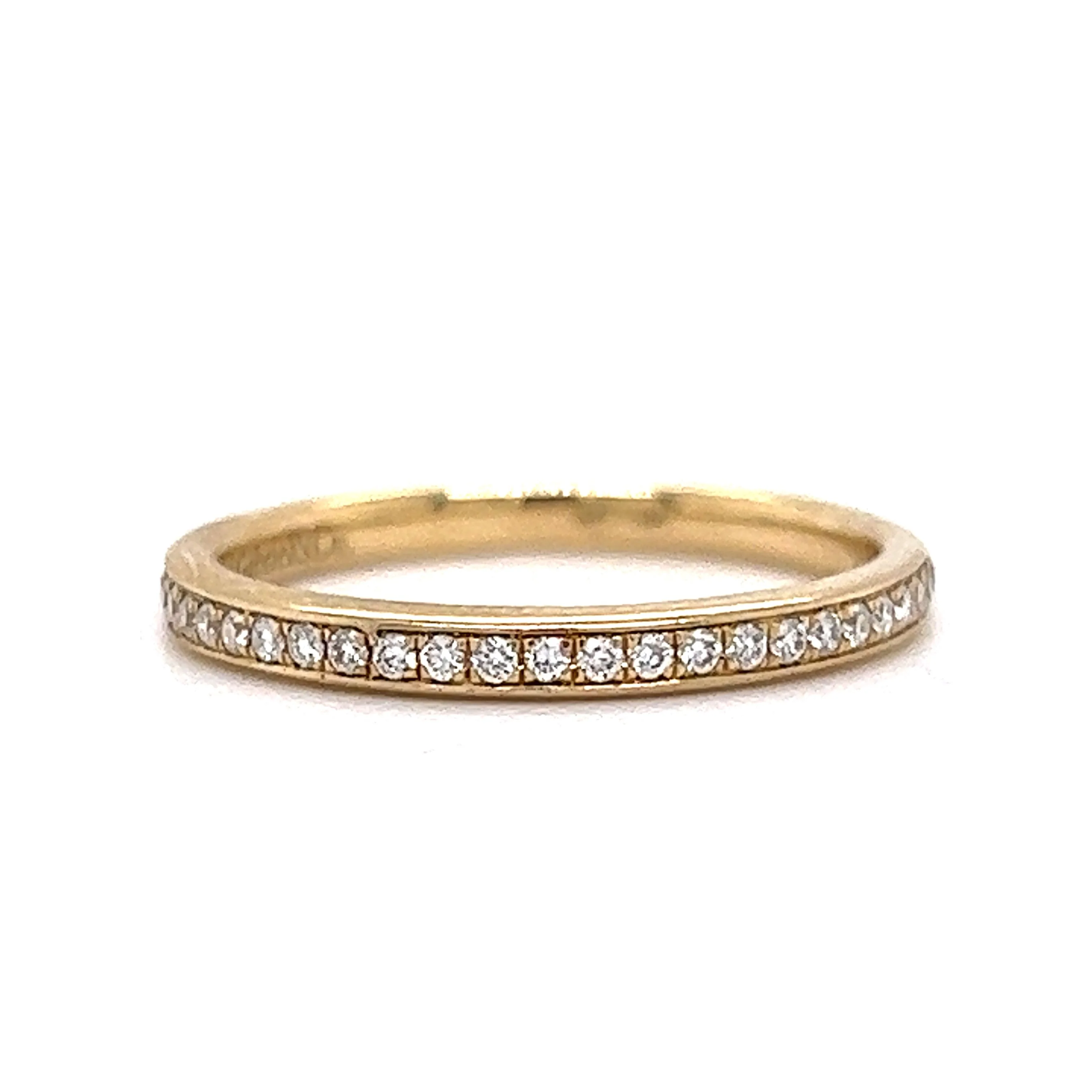.17 Thin Channel Set Diamond Wedding Band in 14k Yellow Gold